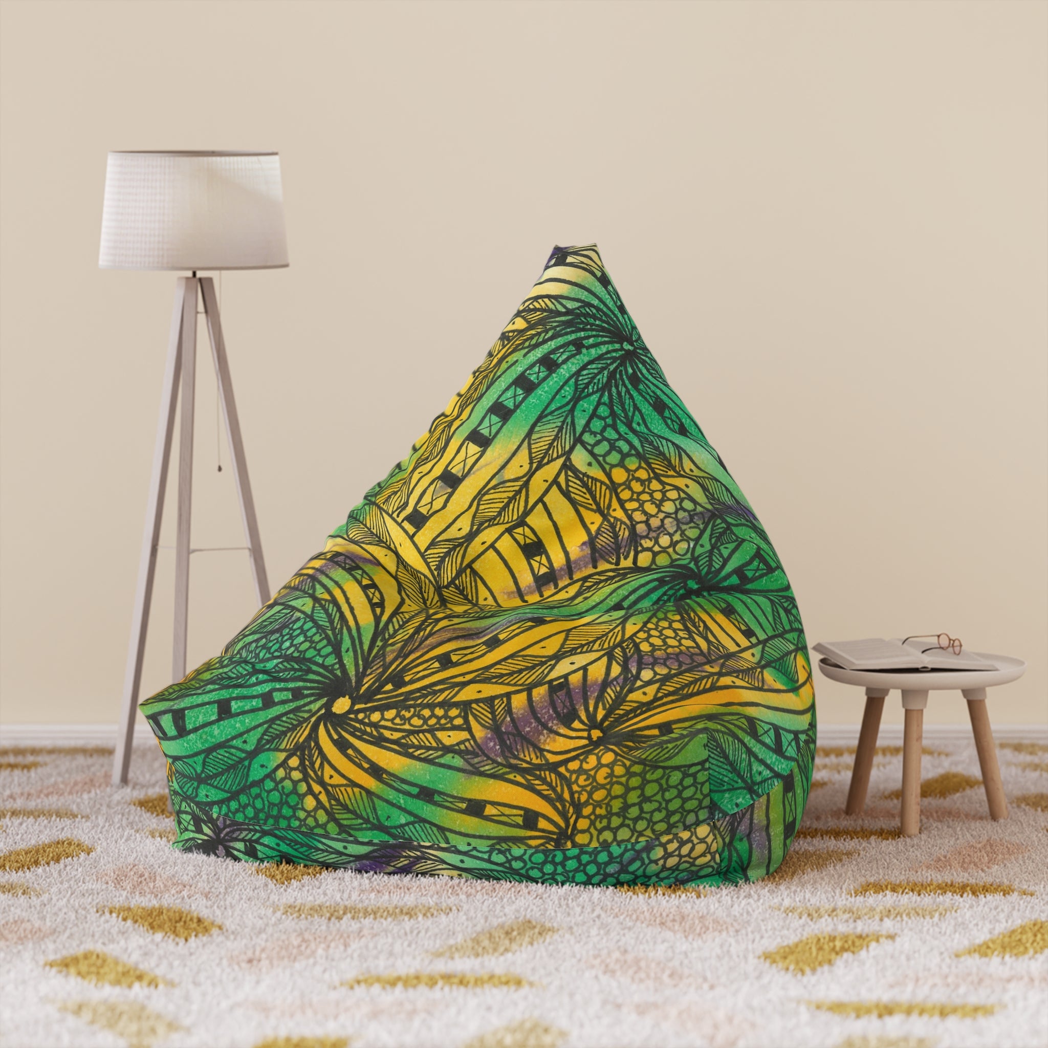 Bean Bag Chair Covers For Indoor & Outdoor - 2 Sizes - Exciting Abstract Design #37 Shrubbery