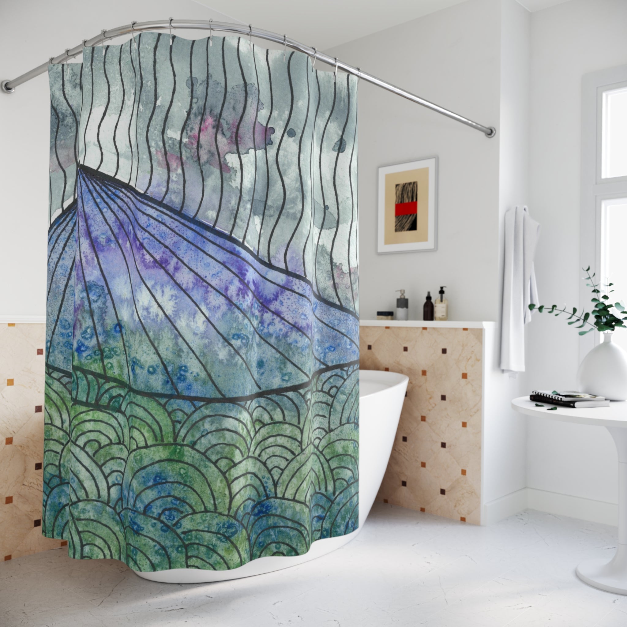 Beautiful Shower Curtains to Refresh Your Bathroom. Colourful Abstract Designs. Perfect For Your Bathroom or Special House-Warming Gift #90 Rtanj Pyramid