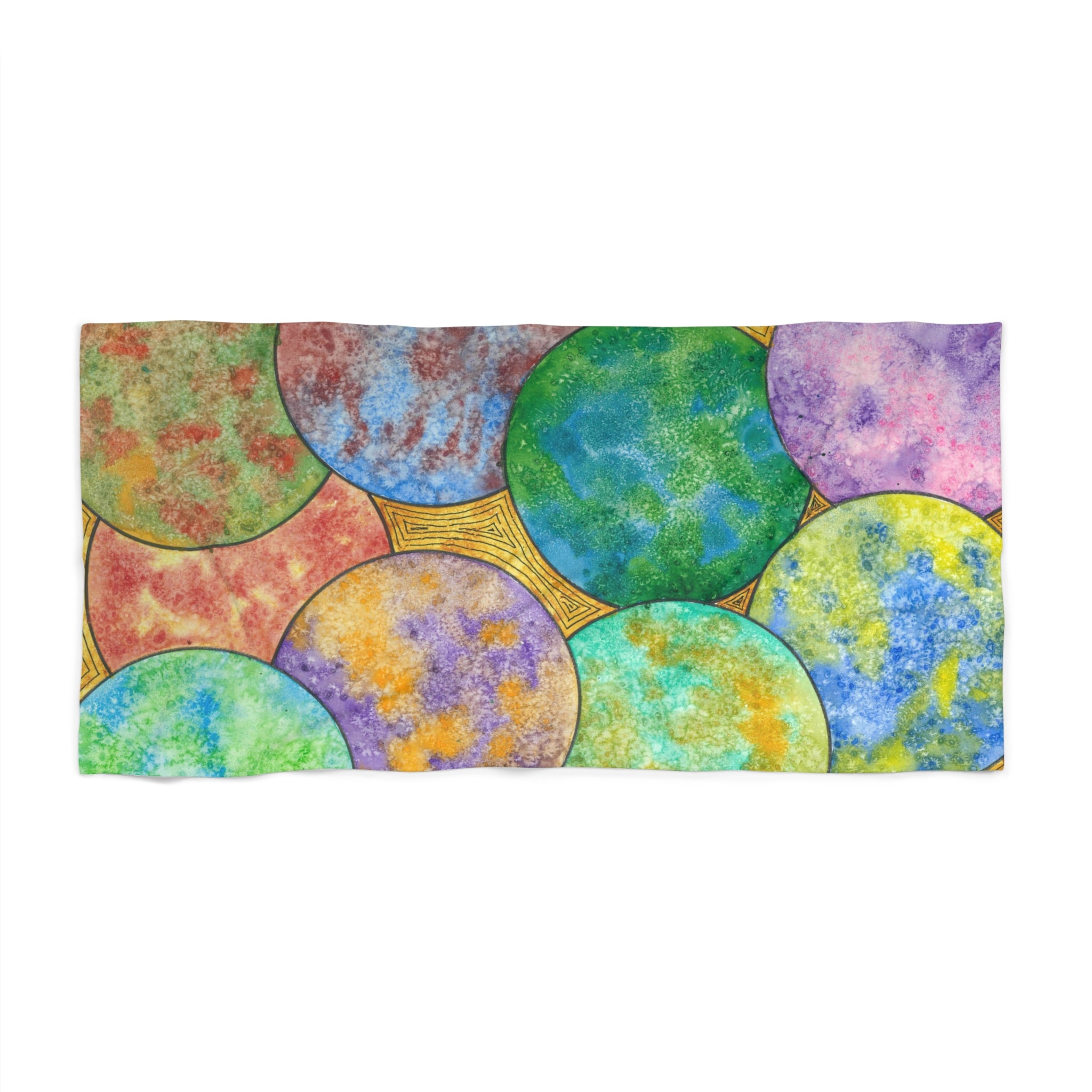 Colourful Abstract Beach Towels, Cotton Loop backing for Durability, 2 Sizes.  For Family and friends or a Special Gift #61 Worlds Apart