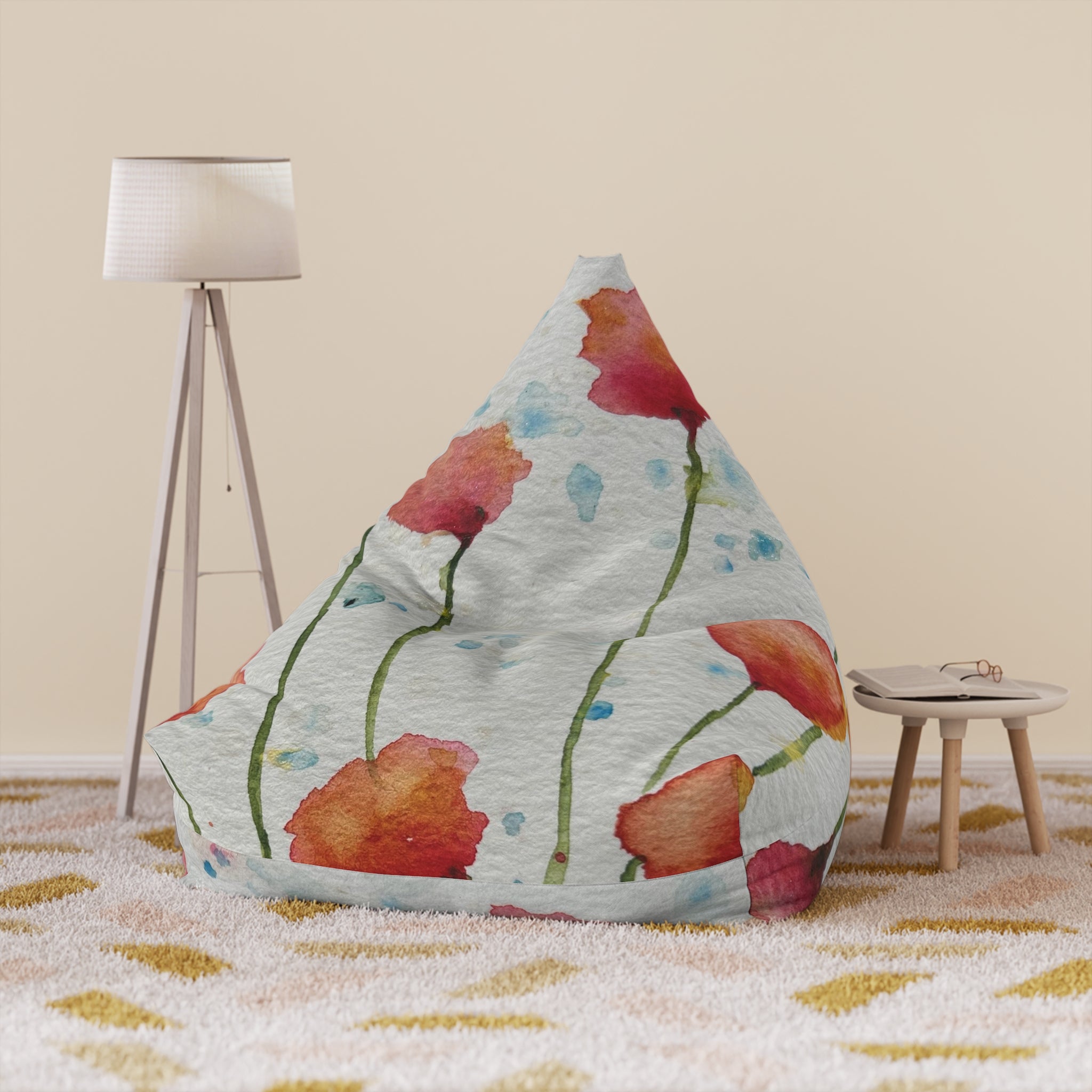 Bean Bag Chair Covers For Indoor & Outdoor - 2 Sizes - Exciting Abstract Design #94 Poppies Galore