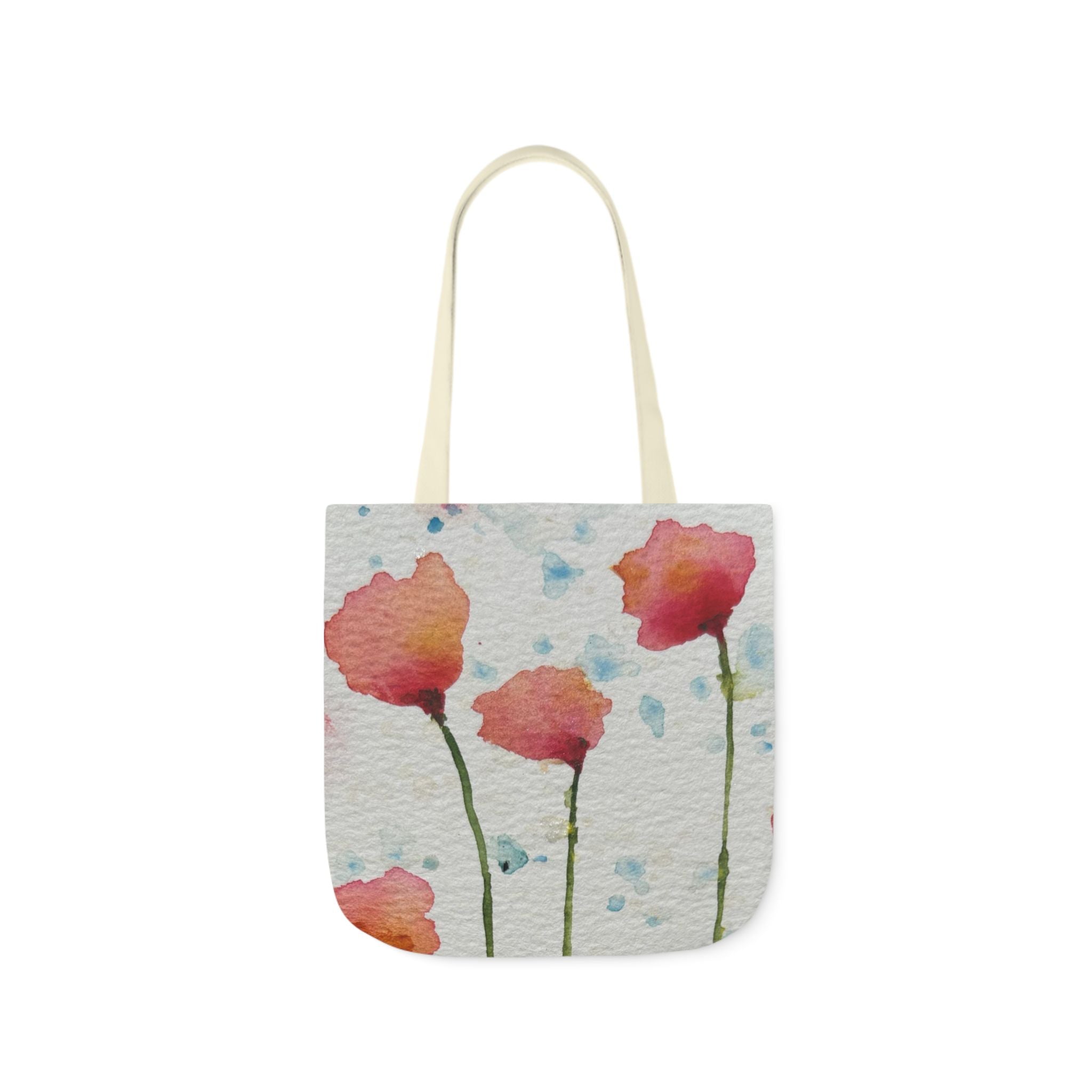 Canvas Tote Bags, Colourful Abstract Designs, 5-Color Straps, 3 Sizes.  For Family and friends or a Special Gift #94 Poppies Galore