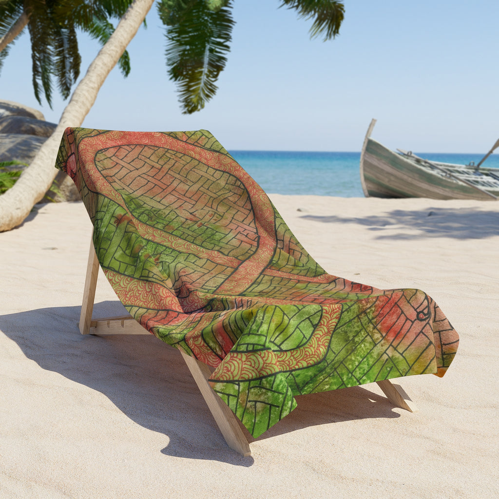 Colourful Abstract Beach Towels, Cotton Loop backing for Durability, 2 Sizes.  For Family and friends or a Special Gift #57 Celtic Flavours