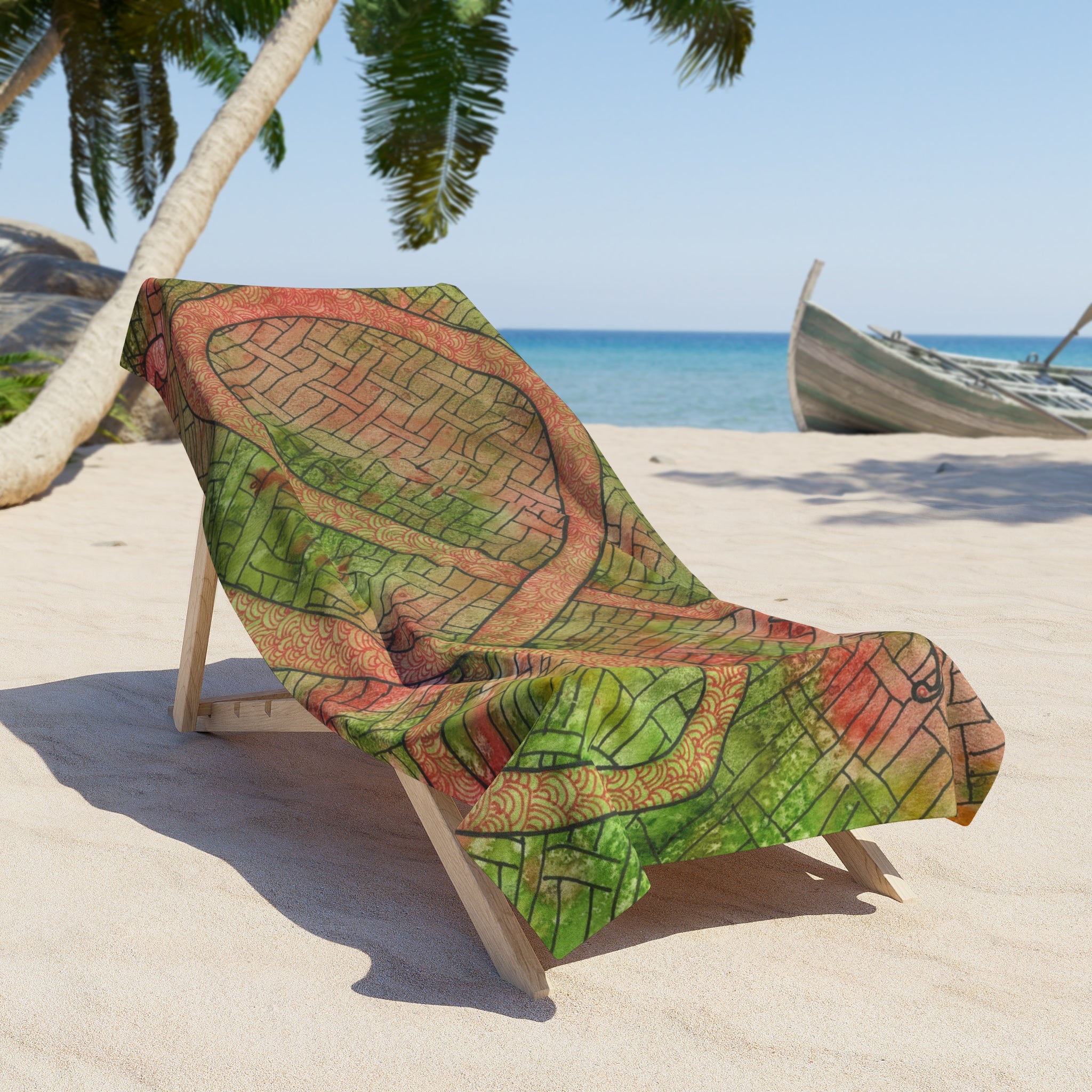 Colourful Abstract Beach Towels, Cotton Loop backing for Durability, 2 Sizes.  For Family and friends or a Special Gift #57 Celtic Flavours