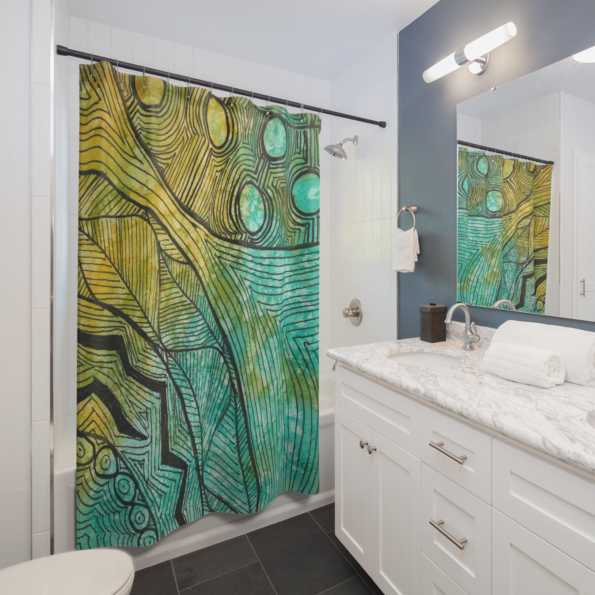 Beautiful Shower Curtains to Refresh Your Bathroom. Colourful Abstract Designs. Perfect For Your Bathroom or Special House-Warming Gift #27 Come What May