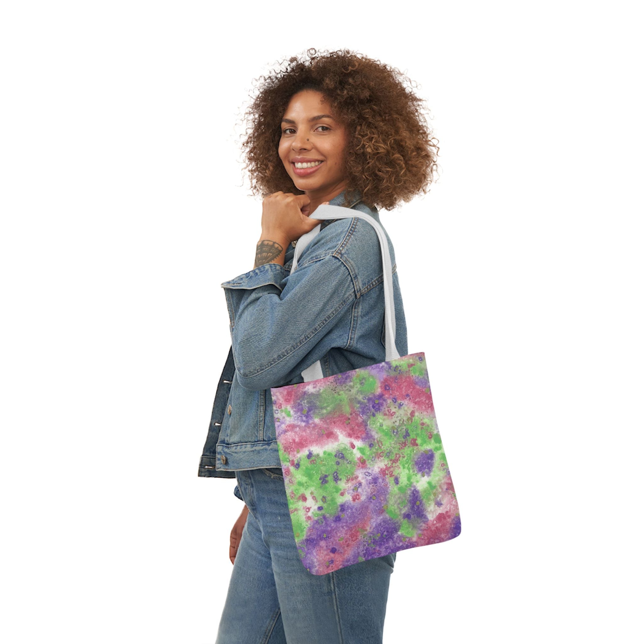 Canvas Tote Bags, Colourful Abstract Designs, 5-Color Straps, 3 Sizes.  For Family and friends or a Special Gift #100 Immortal Being