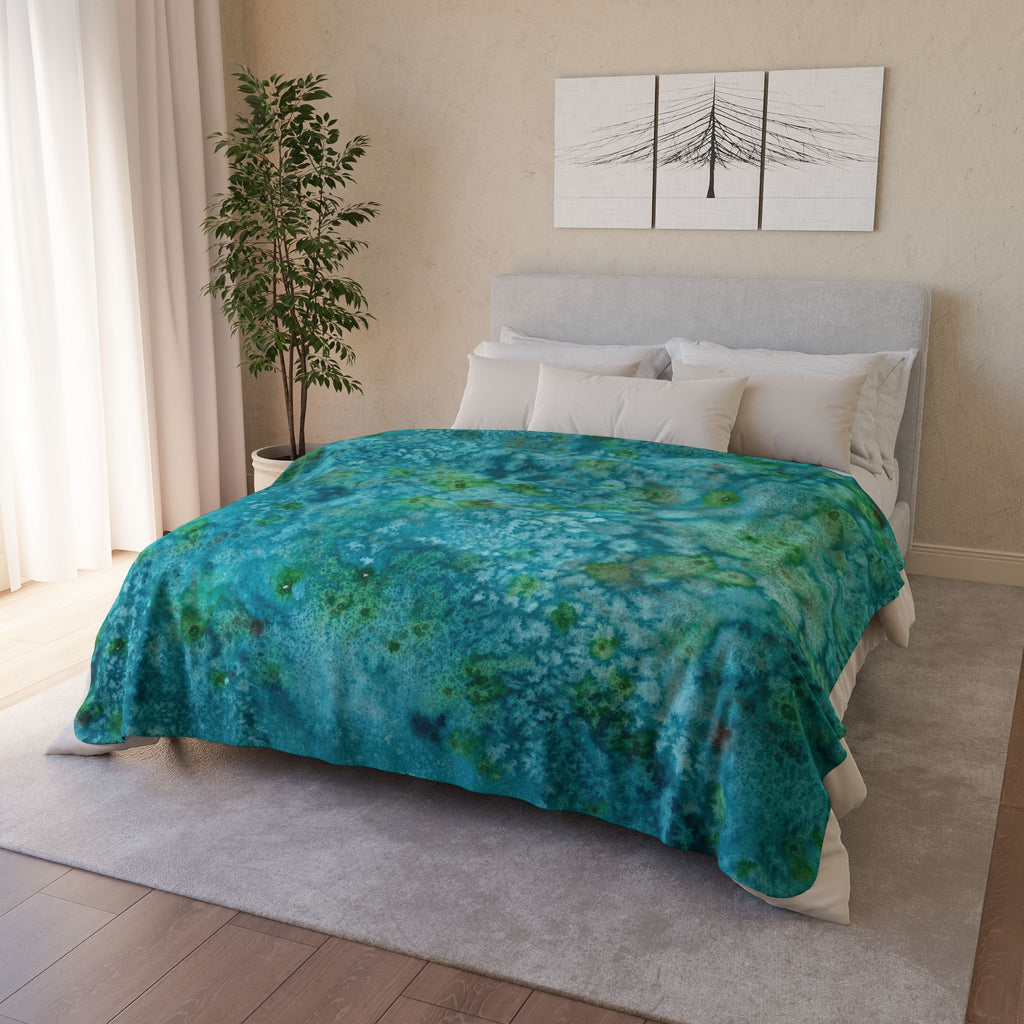 Fleece Throw Blanket, Textured Sherpa Underside, Hemmed, 2 Sizes. Colourful Abstract Design. Perfect for Bedroom, Living Room, or Special Gift #83 Who Am I Today