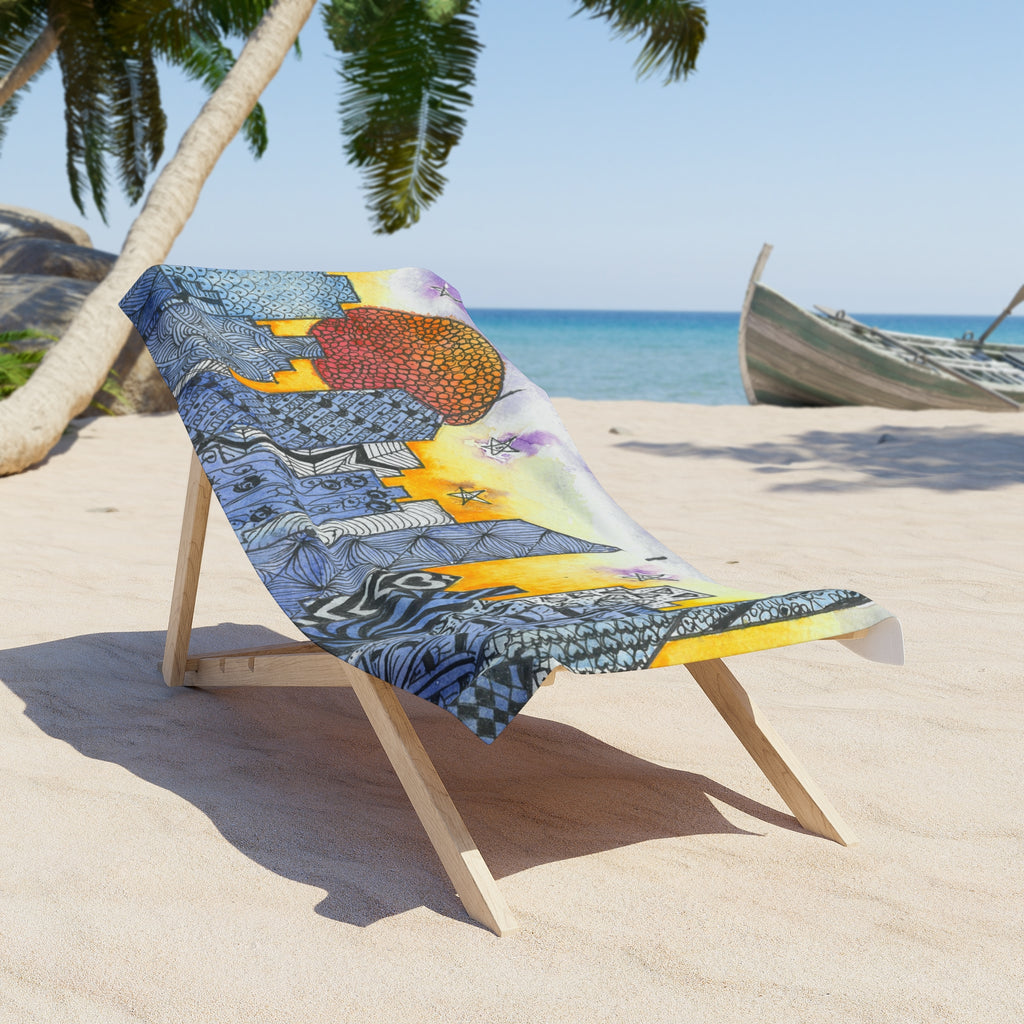 Colourful Abstract Beach Towels, Cotton Loop backing for Durability, 2 Sizes.  For Family and friends or a Special Gift #5 In The Shadows
