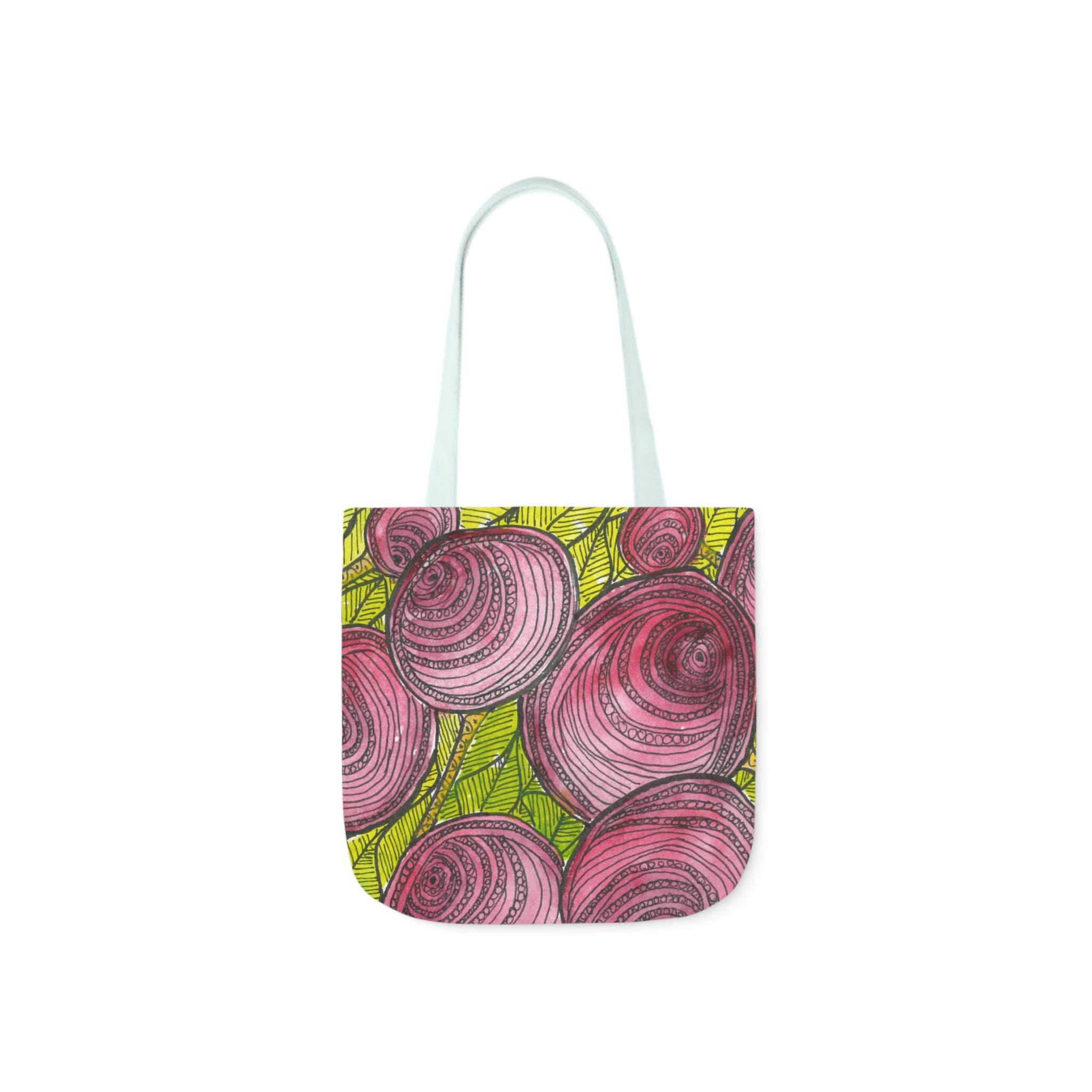 Canvas Tote Bags, Colourful Abstract Designs, 5-Color Straps, 3 Sizes.  For Family and friends or a Special Gift #9 Spaced Blossoms