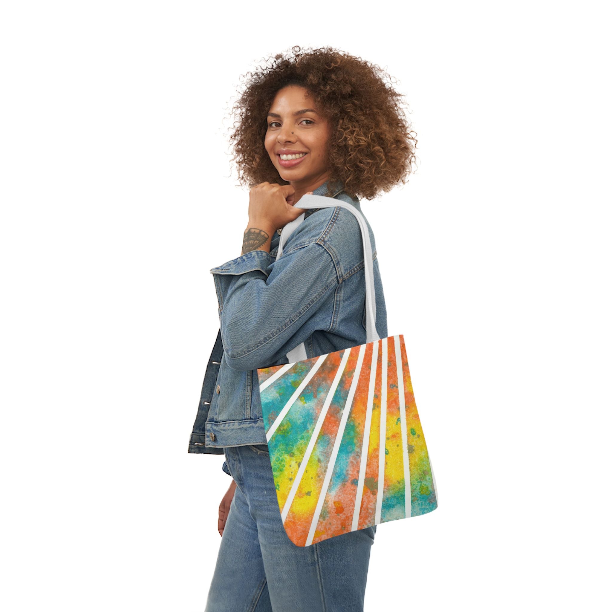 Canvas Tote Bags, Colourful Abstract Designs, 5-Color Straps, 3 Sizes.  For Family and friends or a Special Gift #101 Your Energy Radiates