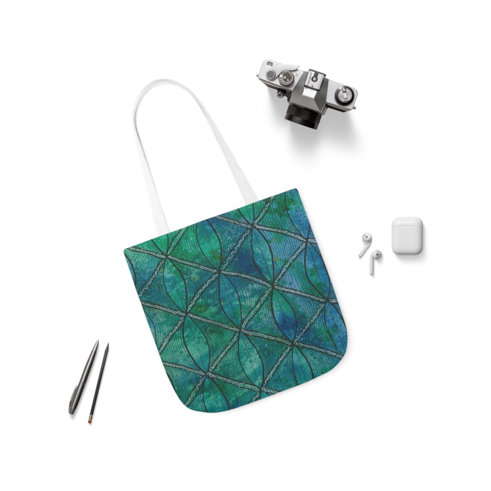 Canvas Tote Bags, Colourful Abstract Designs, 5-Color Straps, 3 Sizes.  For Family and friends or a Special Gift #58 Hows The Serenity