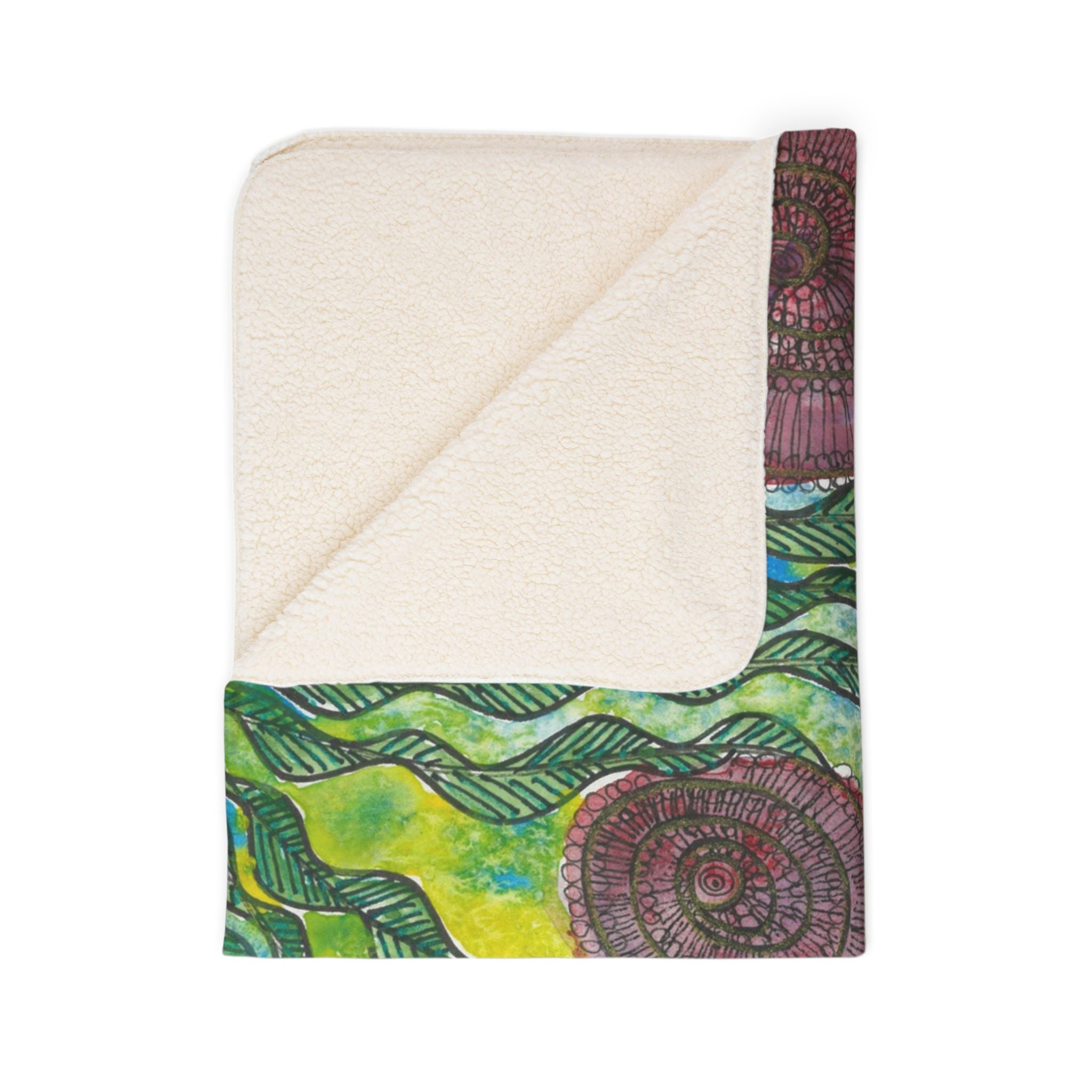 Fleece Throw Blanket, Textured Sherpa Underside, Hemmed, 2 Sizes. Colourful Abstract Design. Perfect for Bedroom, Living Room, or Special Gift #35 Beetroot To Yourself