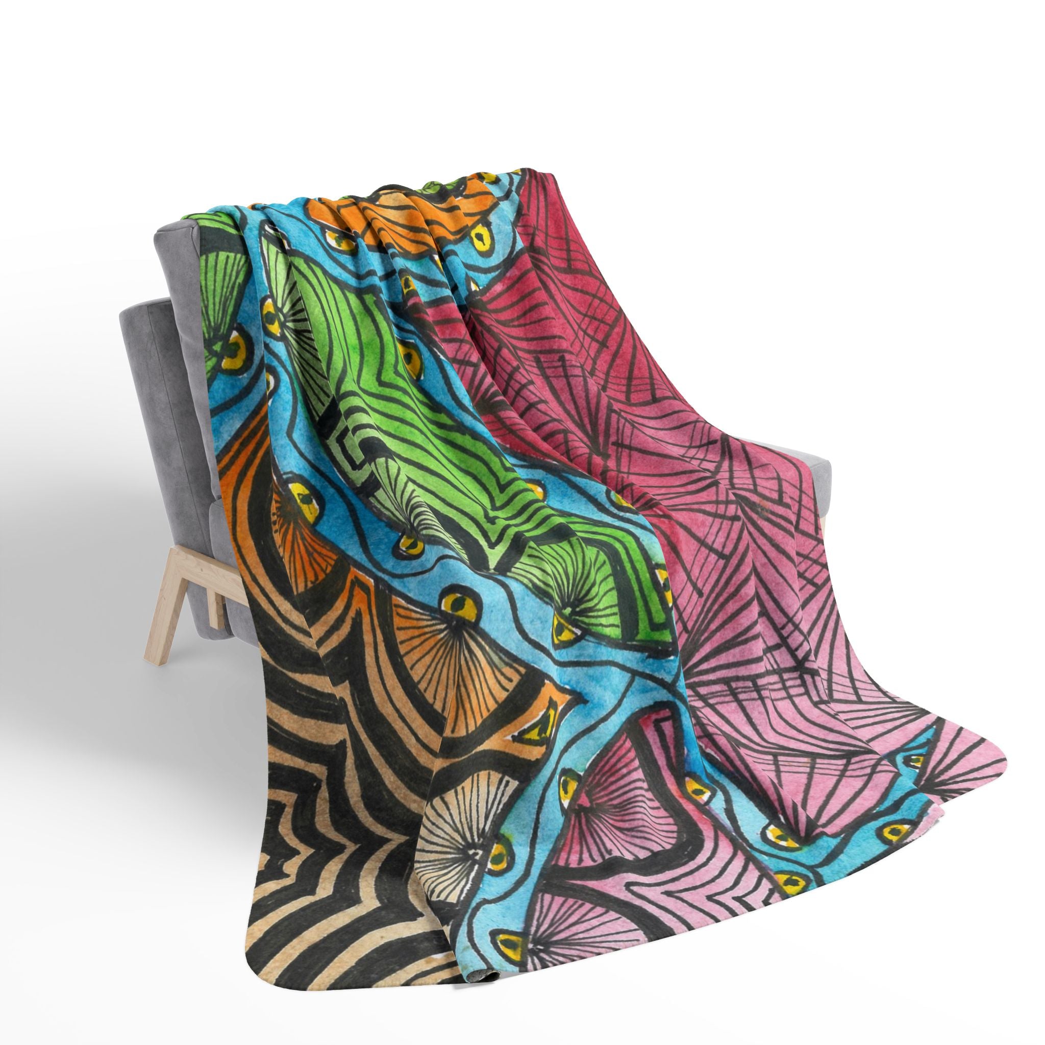 Fleece Throw Blanket, Textured Sherpa Underside, Hemmed, 2 Sizes. Colourful Abstract Design. Perfect for Bedroom, Living Room, or Special Gift #11 Todays The Day