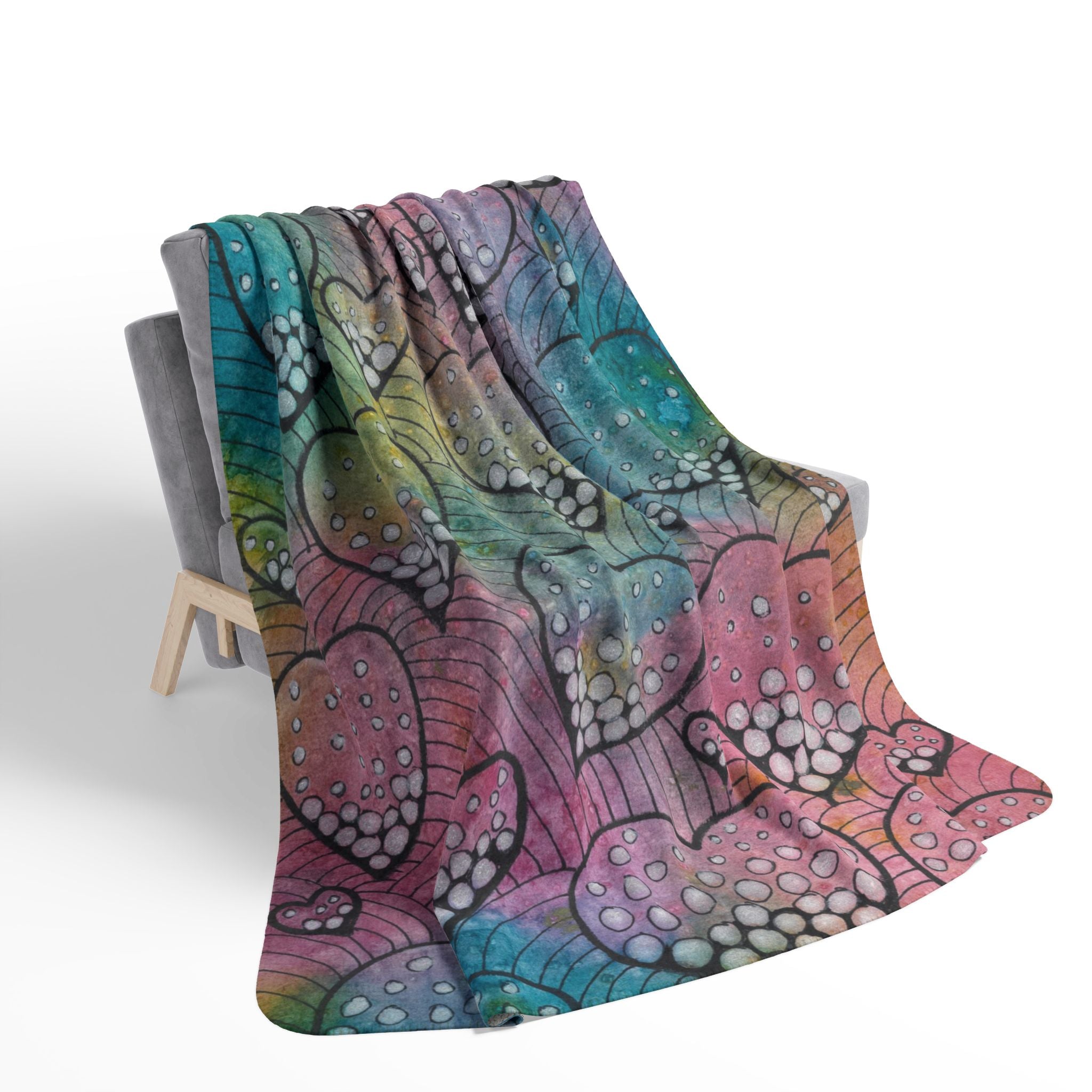 Fleece Throw Blanket, Textured Sherpa Underside, Hemmed, 2 Sizes. Colourful Abstract Design. Perfect for Bedroom, Living Room, or Special Gift #97 Whats Love Got To Do With It