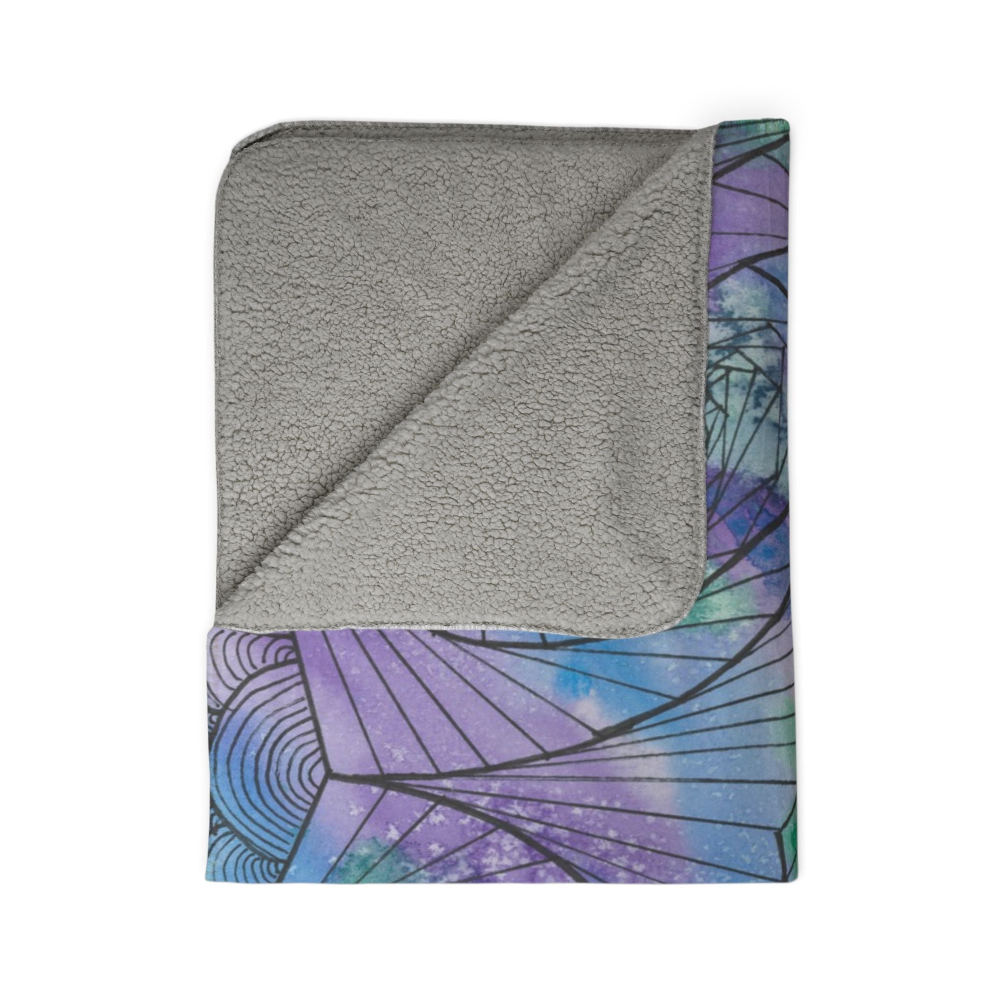 Fleece Throw Blanket, Textured Sherpa Underside, Hemmed, 2 Sizes. Colourful Abstract Design. Perfect for Bedroom, Living Room, or Special Gift #50 If Not Now When