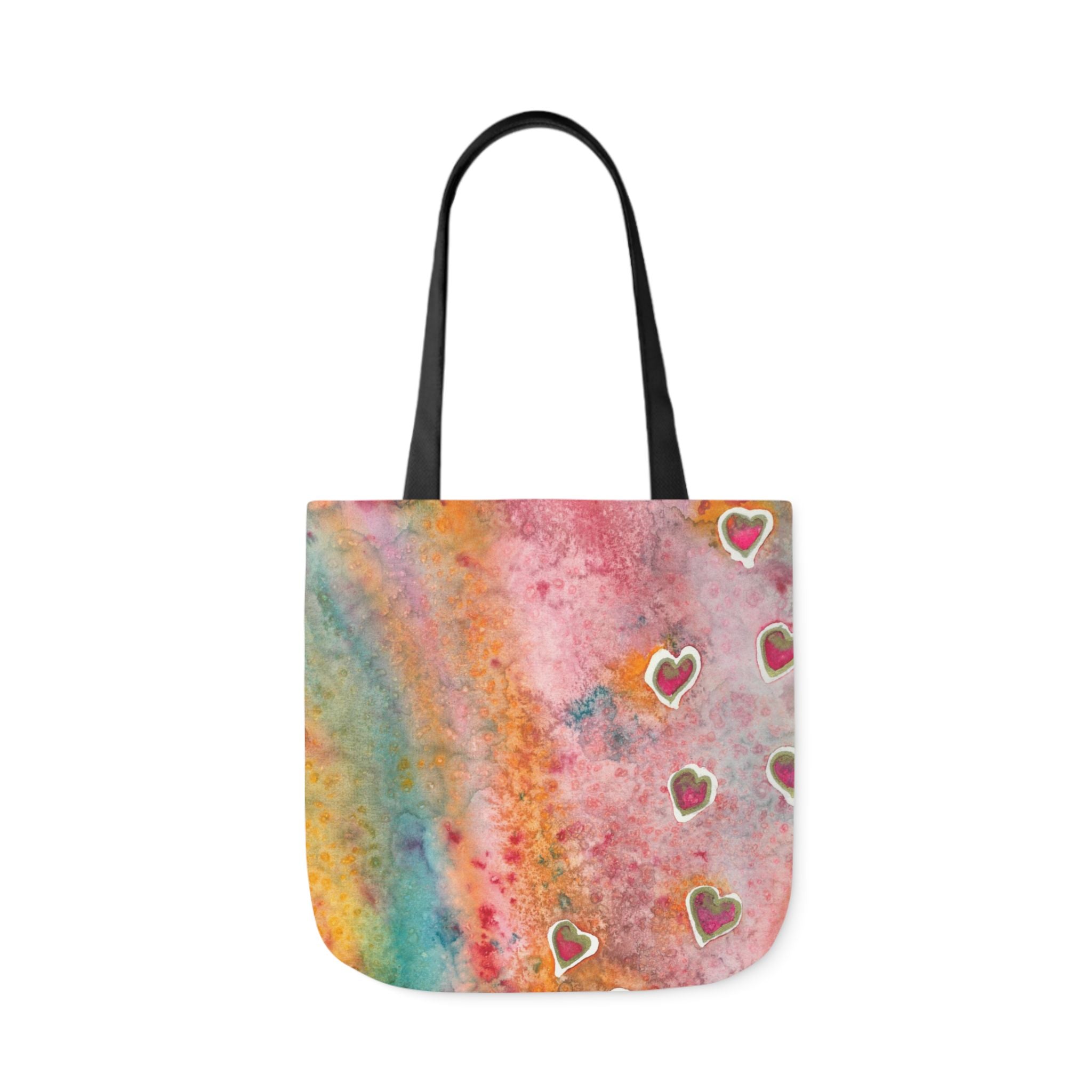Canvas Tote Bags, Colourful Abstract Designs, 5-Color Straps, 3 Sizes.  For Family and friends or a Special Gift #96 Love Friendship Integrity