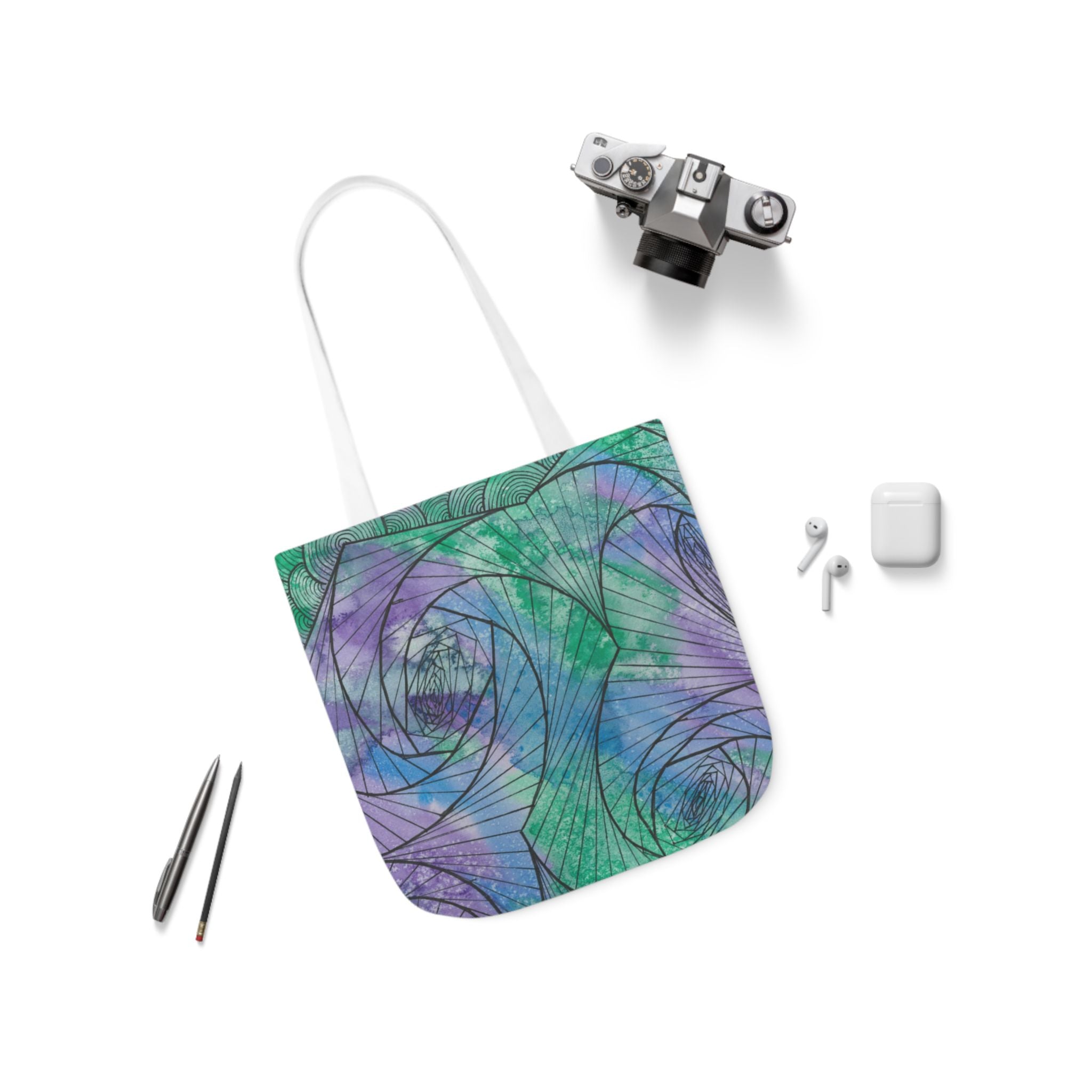 Canvas Tote Bags, Colourful Abstract Designs, 5-Color Straps, 3 Sizes.  For Family and friends or a Special Gift #50 If Not Now When