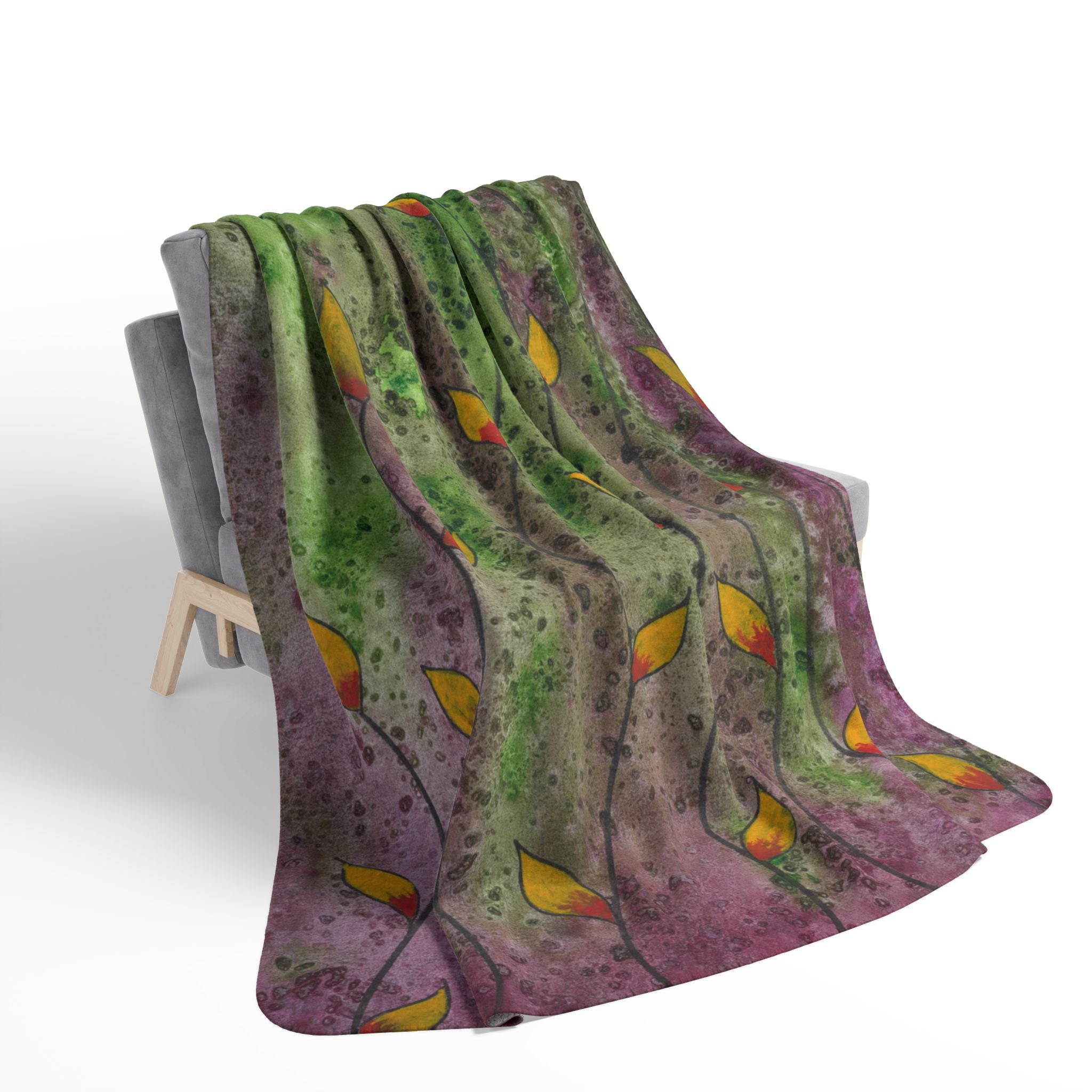 Fleece Throw Blanket, Textured Sherpa Underside, Hemmed, 2 Sizes. Colourful Abstract Design. Perfect for Bedroom, Living Room, or Special Gift #98 HOPE
