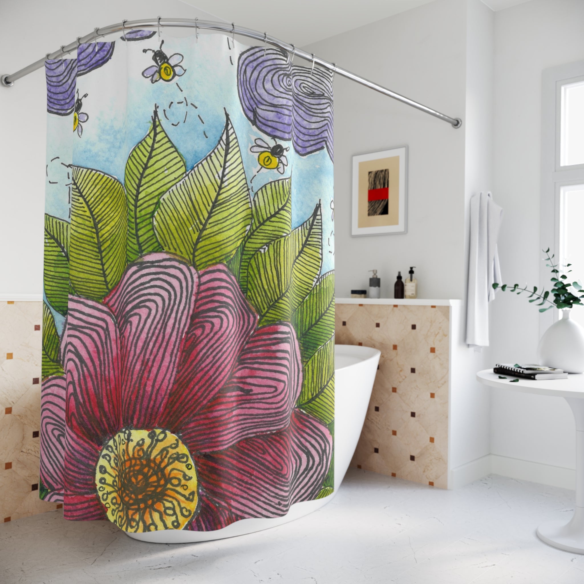 Beautiful Shower Curtains to Refresh Your Bathroom. Colourful Abstract Designs. Perfect For Your Bathroom or Special House-Warming Gift #4 Bloom'n