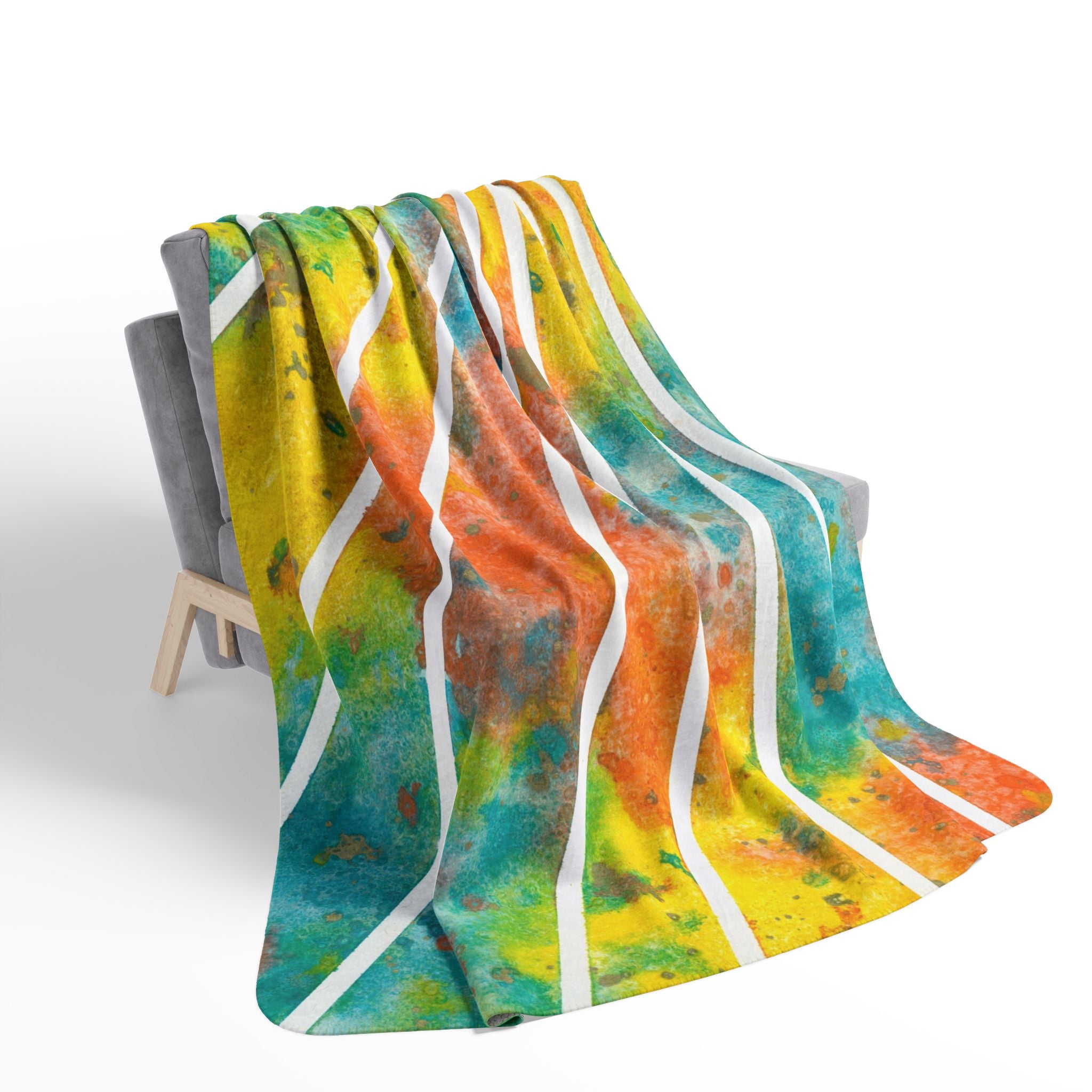Fleece Throw Blanket, Textured Sherpa Underside, Hemmed, 2 Sizes. Colourful Abstract Design. Perfect for Bedroom, Living Room, or Special Gift #101 Your Energy Radiates