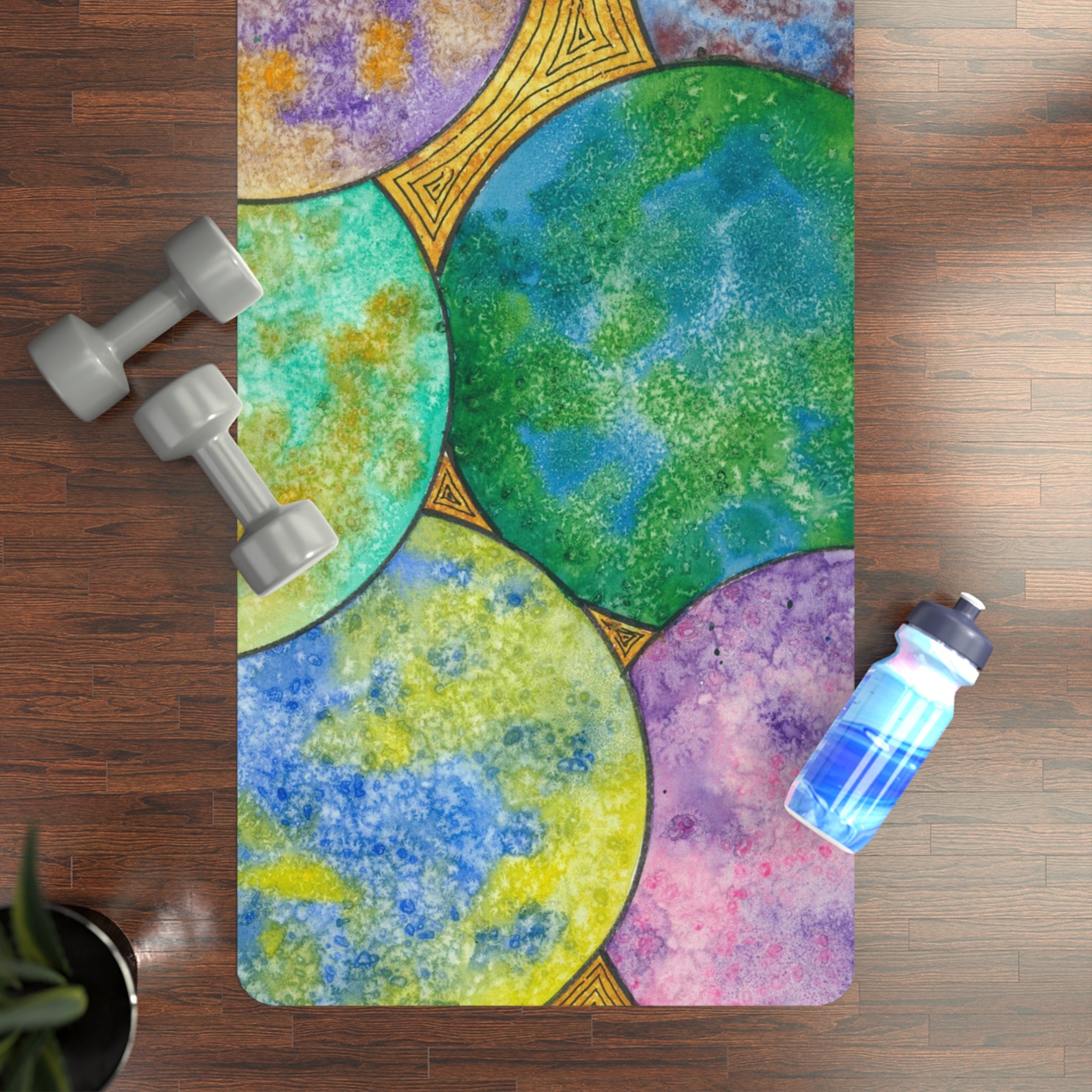 Yoga Mats and Gym Mats. Colourful Abstract Designs. Perfect for Home, Yoga or Gym Class, or a Special Gift #61 Worlds Apart