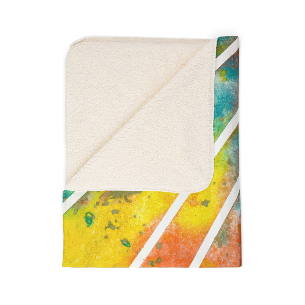 Fleece Throw Blanket, Textured Sherpa Underside, Hemmed, 2 Sizes. Colourful Abstract Design. Perfect for Bedroom, Living Room, or Special Gift #101 Your Energy Radiates