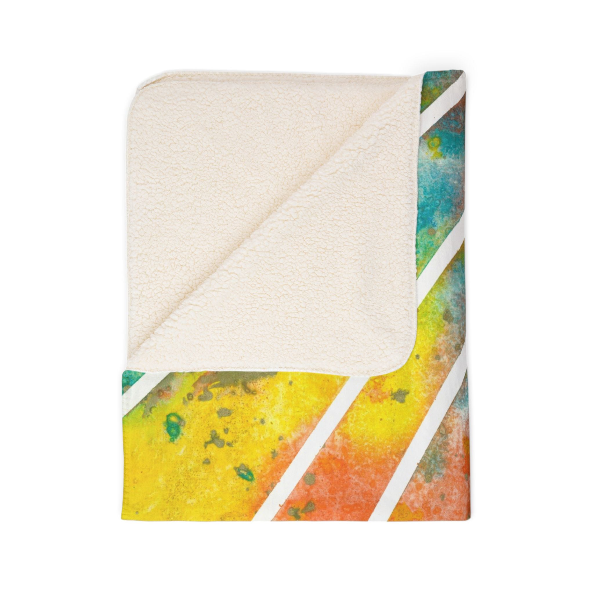Fleece Throw Blanket, Textured Sherpa Underside, Hemmed, 2 Sizes. Colourful Abstract Design. Perfect for Bedroom, Living Room, or Special Gift #101 Your Energy Radiates