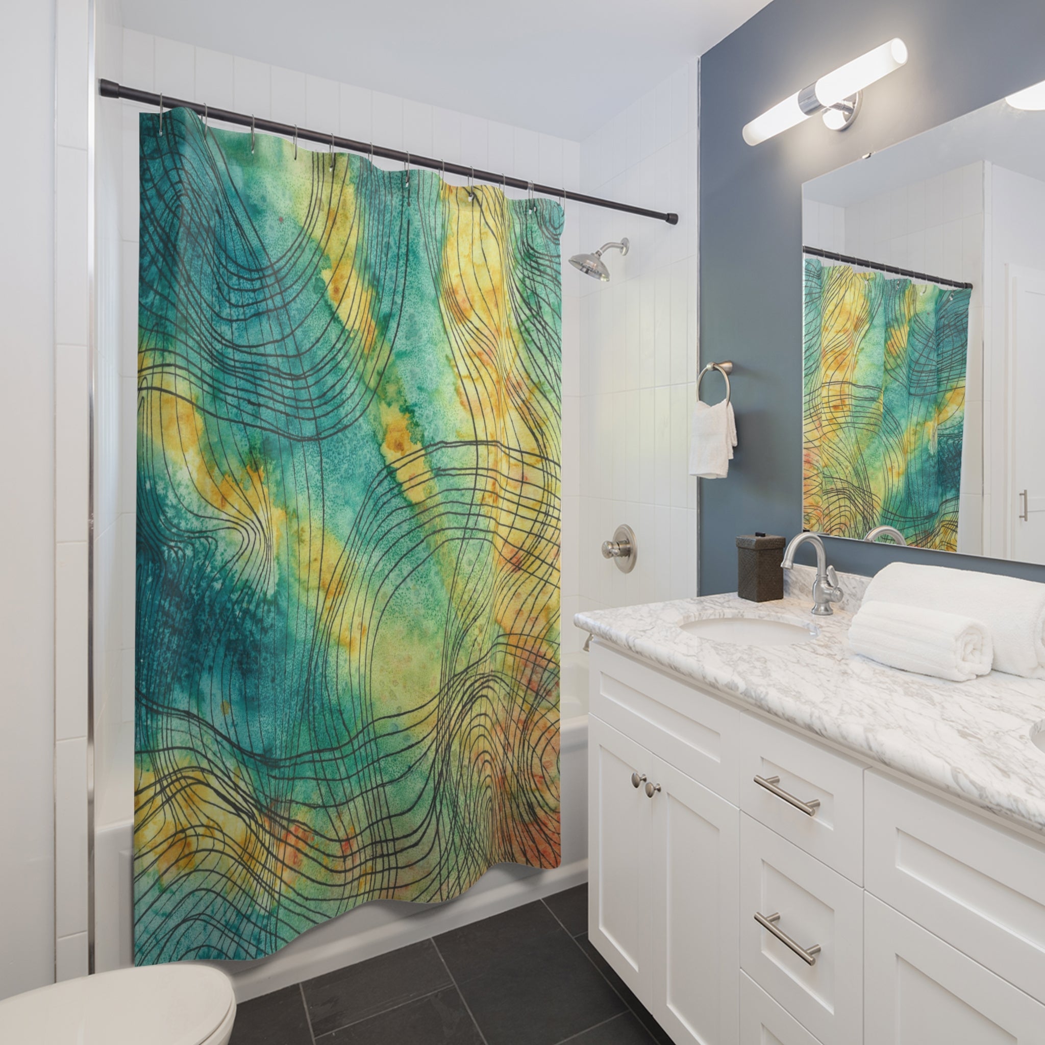 Beautiful Shower Curtains to Refresh Your Bathroom. Colourful Abstract Designs. Perfect For Your Bathroom or Special House-Warming Gift #81 The Only Way Is Up