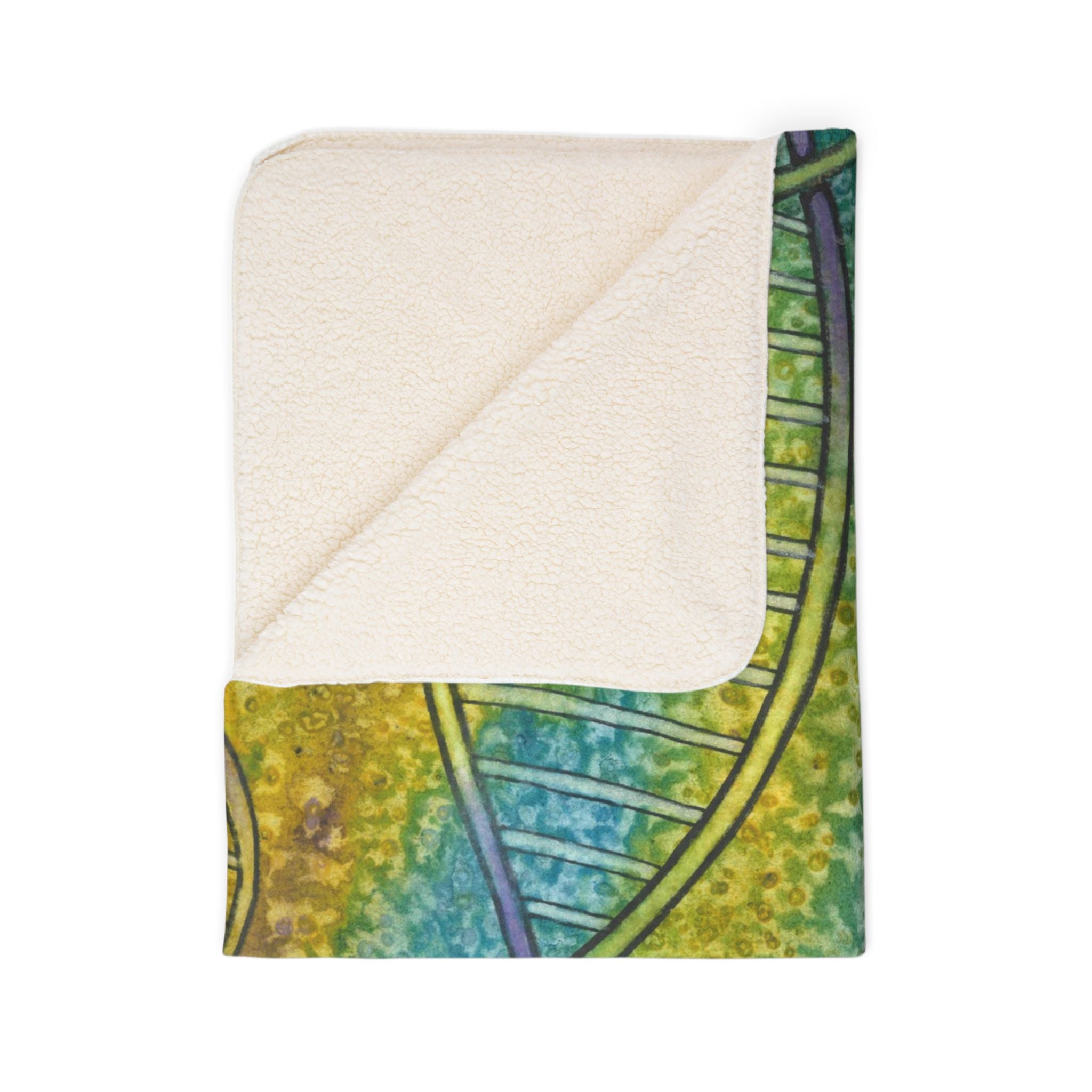 Fleece Throw Blanket, Textured Sherpa Underside, Hemmed, 2 Sizes. Colourful Abstract Design. Perfect for Bedroom, Living Room, or Special Gift #99 Crop Of DNA