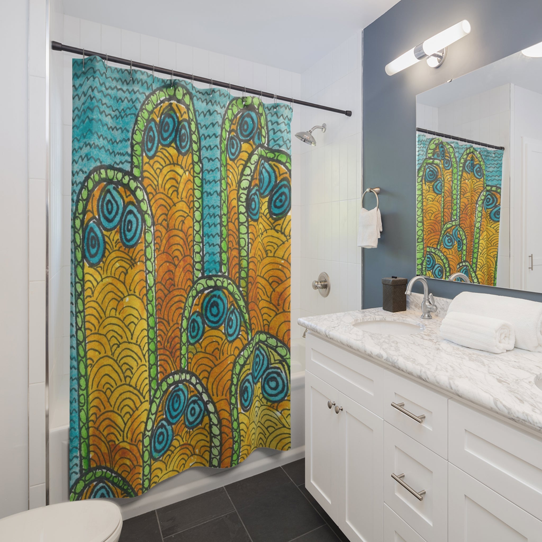 Beautiful Shower Curtains to Refresh Your Bathroom. Colourful Abstract Designs. Perfect For Your Bathroom or Special House-Warming Gift #87 Belgrade Impressions