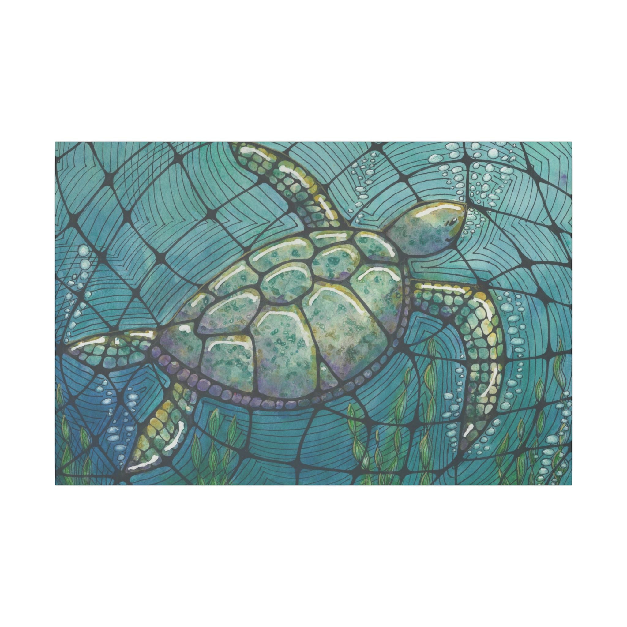 Large Colourful Wall Art, Canvas Prints, For Office, Bedroom or Living Room, or Special Gift #73 Turtling Along