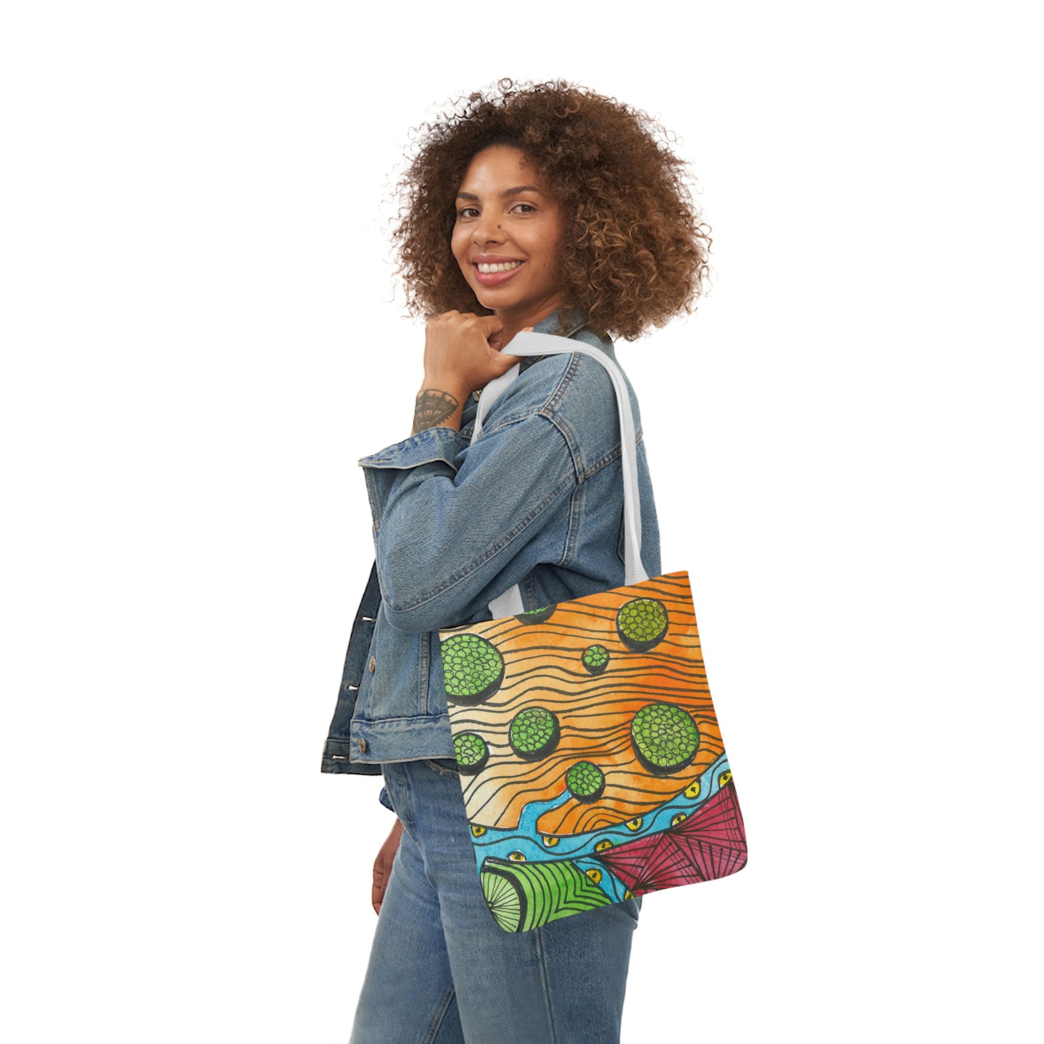 Canvas Tote Bags, Colourful Abstract Designs, 5-Color Straps, 3 Sizes.  For Family and friends or a Special Gift #11 Todays The Day