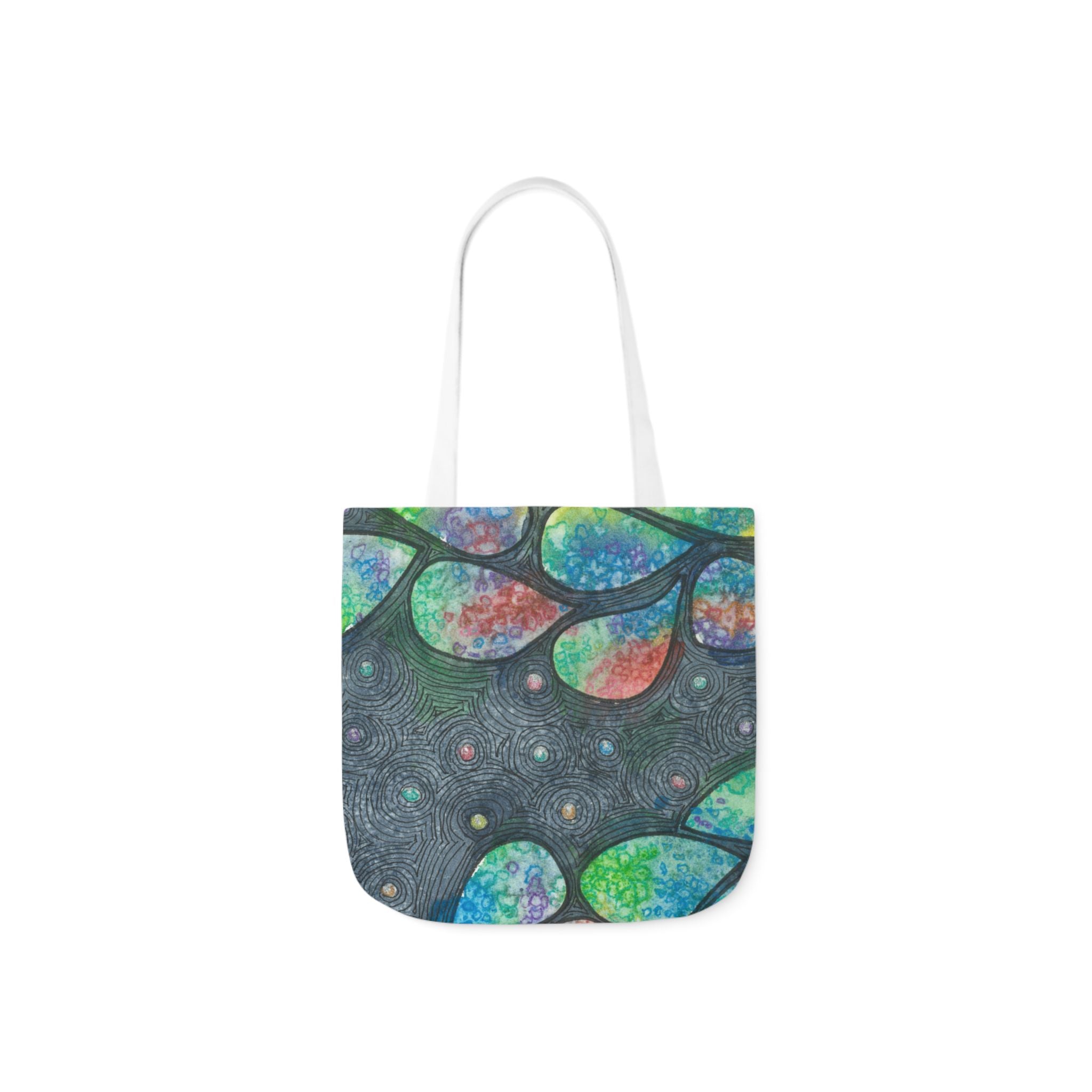 Canvas Tote Bags, Colourful Abstract Designs, 5-Color Straps, 3 Sizes.  For Family and friends or a Special Gift #30 Give Us A Minute
