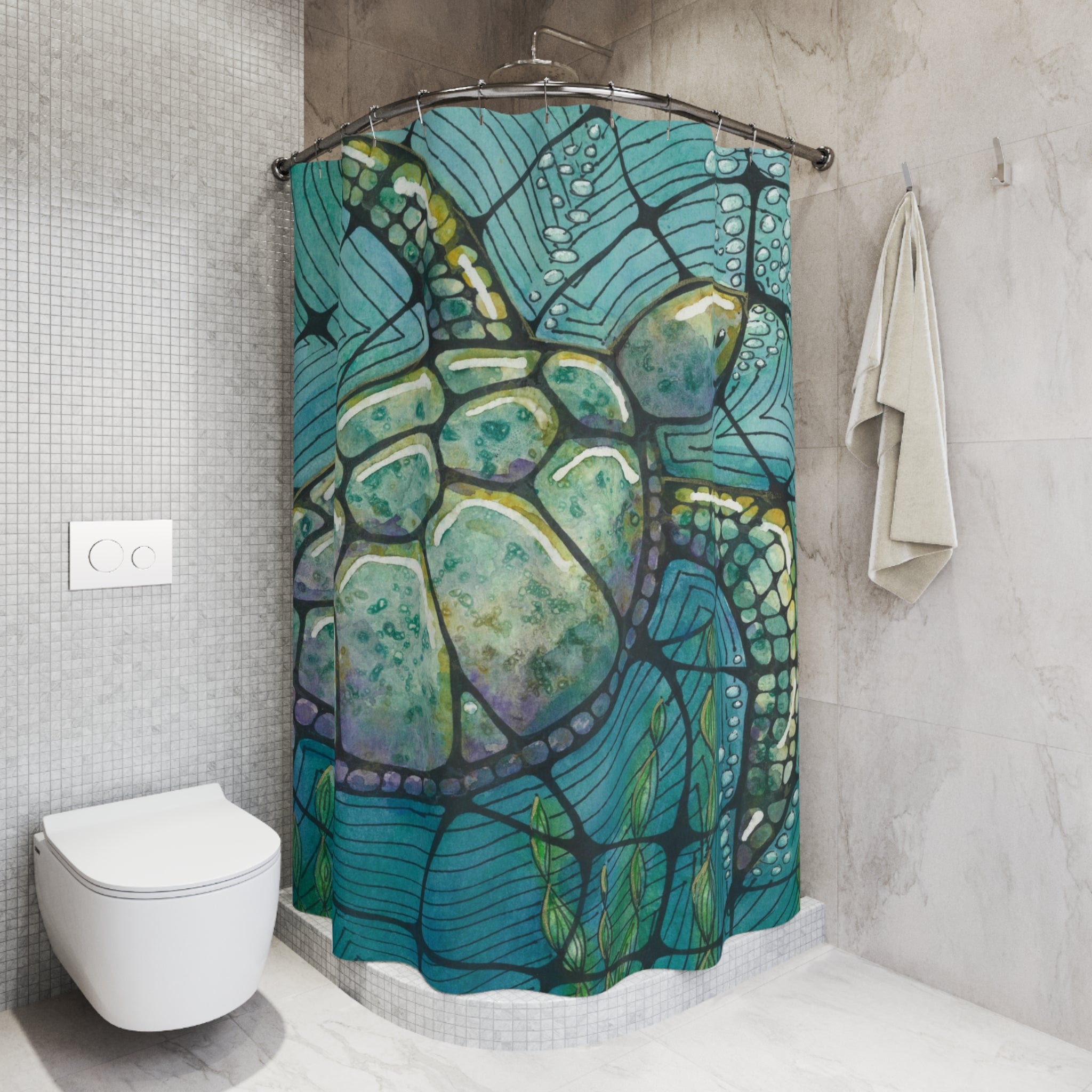Beautiful Shower Curtains to Refresh Your Bathroom. Colourful Abstract Designs. Perfect For Your Bathroom or Special House-Warming Gift #73 Turtling Along