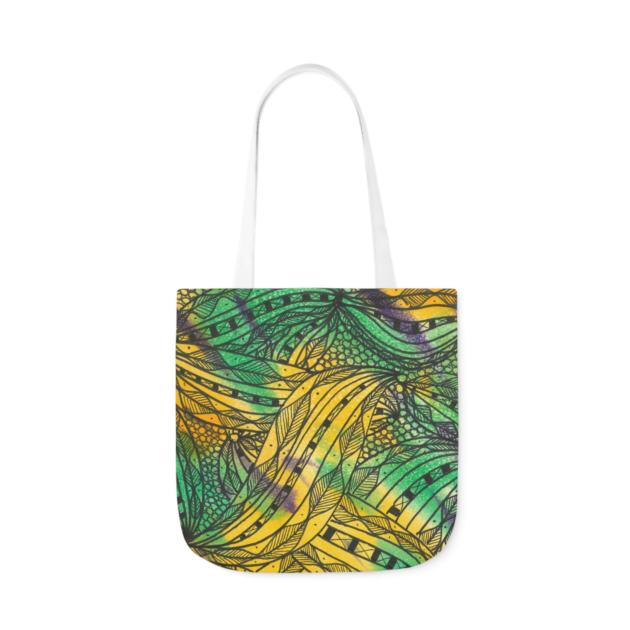 Canvas Tote Bags, Colourful Abstract Designs, 5-Color Straps, 3 Sizes.  For Family and friends or a Special Gift #37 Shrubbery