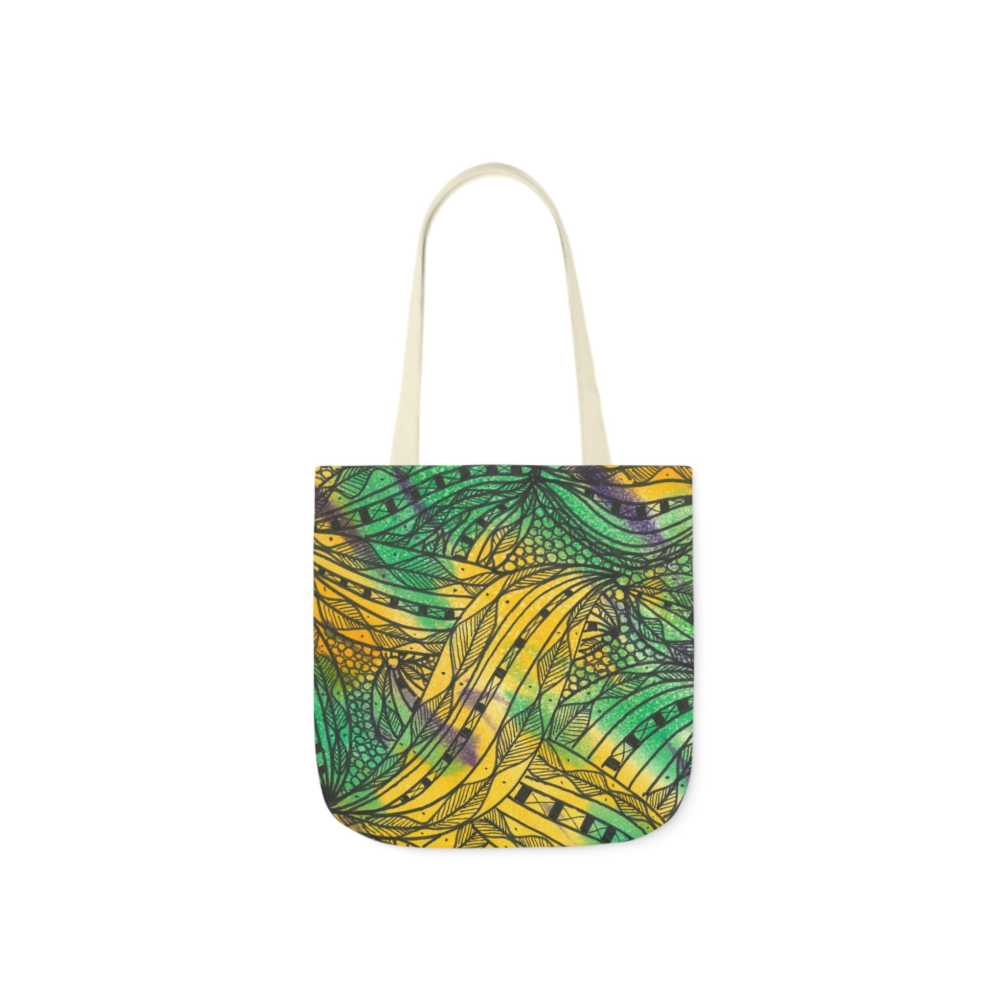 Canvas Tote Bags, Colourful Abstract Designs, 5-Color Straps, 3 Sizes.  For Family and friends or a Special Gift #37 Shrubbery