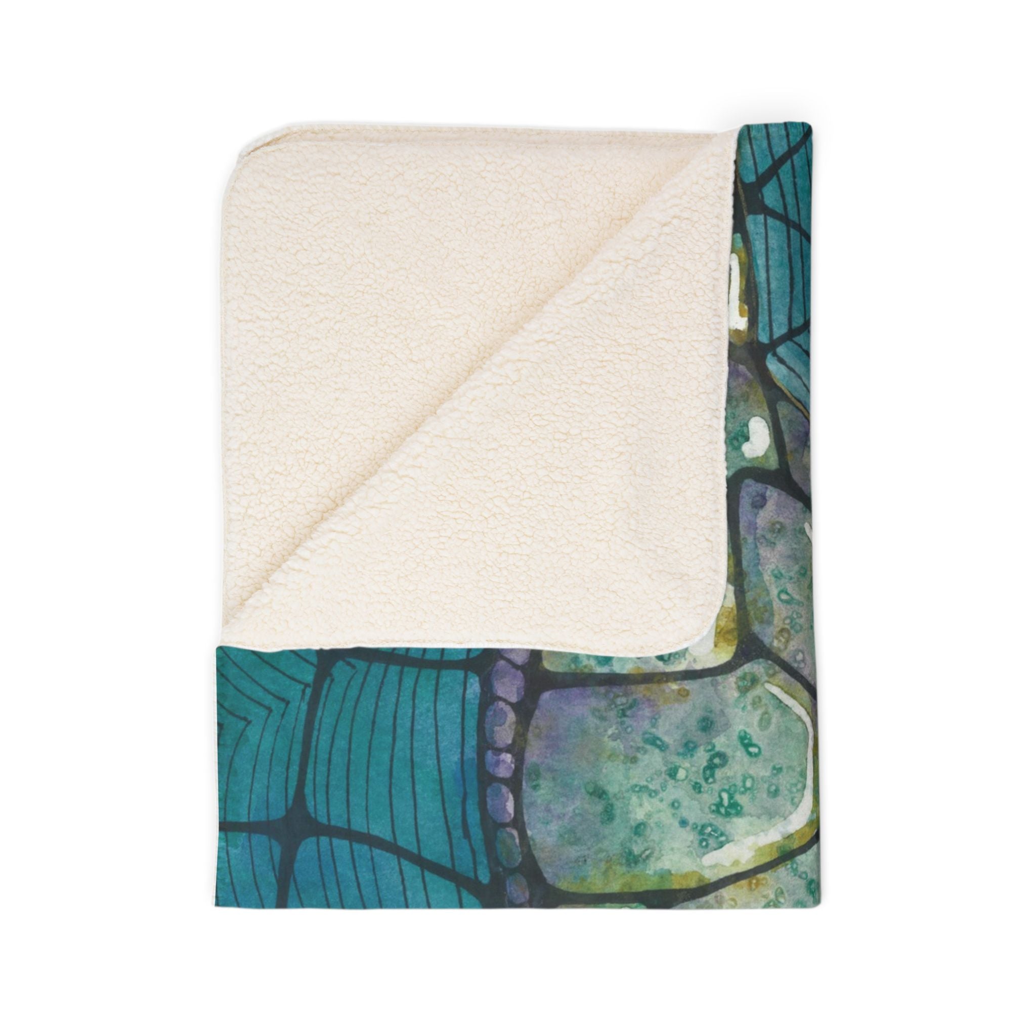 Fleece Throw Blanket, Textured Sherpa Underside, Hemmed, 2 Sizes. Colourful Abstract Design. Perfect for Bedroom, Living Room, or Special Gift #73 Turtling Along