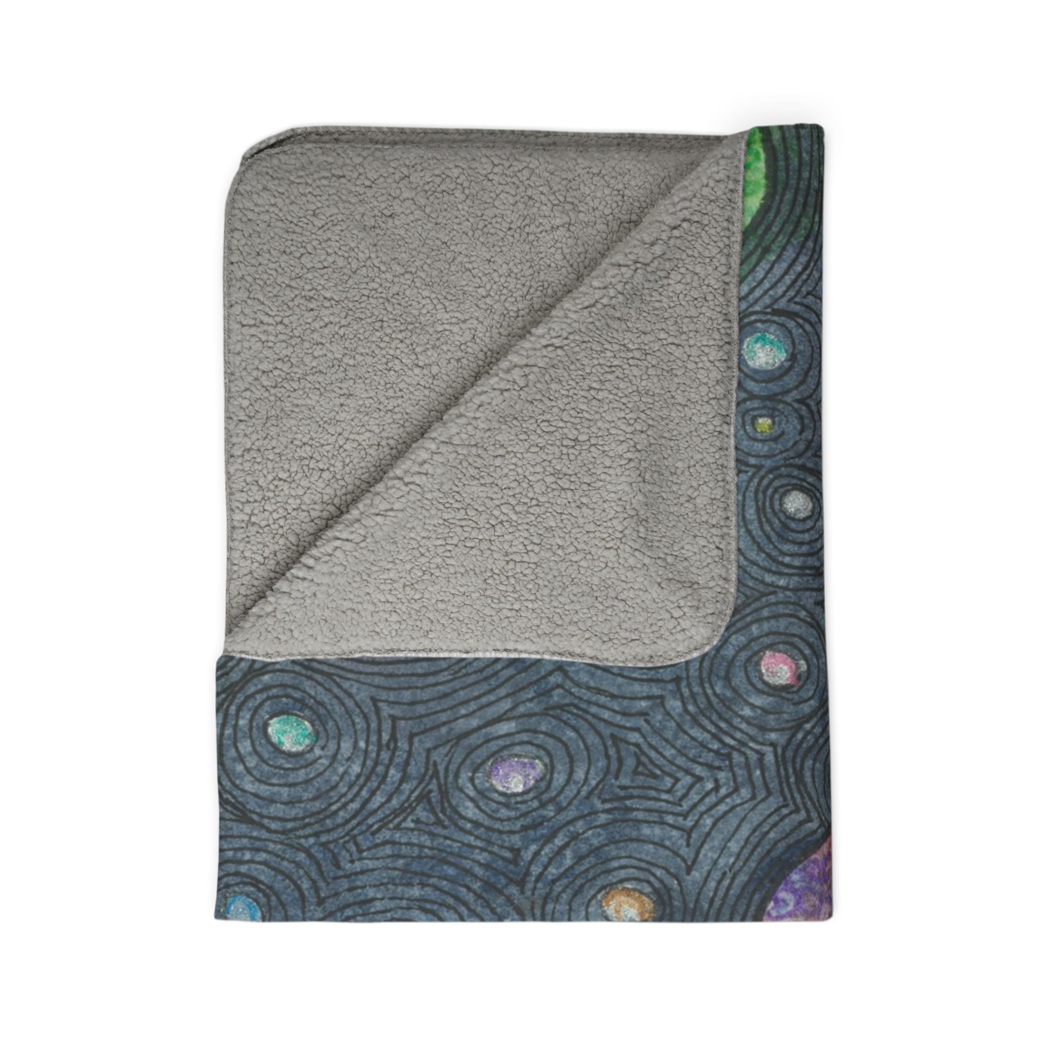 Fleece Throw Blanket, Textured Sherpa Underside, Hemmed, 2 Sizes. Colourful Abstract Design. Perfect for Bedroom, Living Room, or Special Gift #30 Give Us A Minute