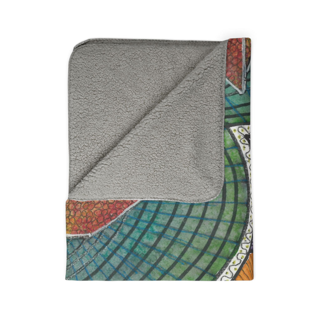 Fleece Throw Blanket, Textured Sherpa Underside, Hemmed, 2 Sizes. Colourful Abstract Design. Perfect for Bedroom, Living Room, or Special Gift #31 T'Eye Land