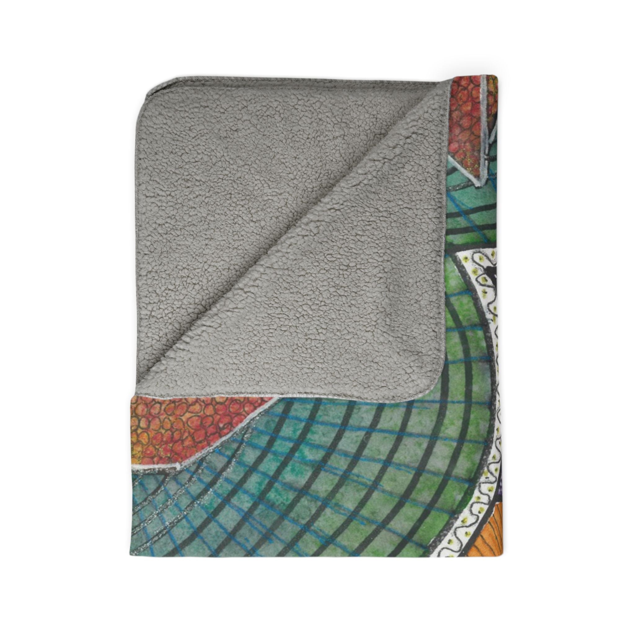 Fleece Throw Blanket, Textured Sherpa Underside, Hemmed, 2 Sizes. Colourful Abstract Design. Perfect for Bedroom, Living Room, or Special Gift #31 T'Eye Land
