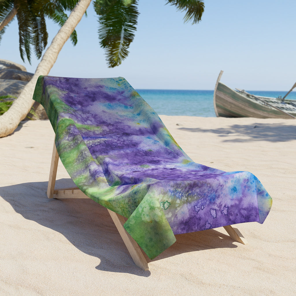 Colourful Abstract Beach Towels, Cotton Loop backing for Durability, 2 Sizes.  For Family and friends or a Special Gift #74 Lavender Fields