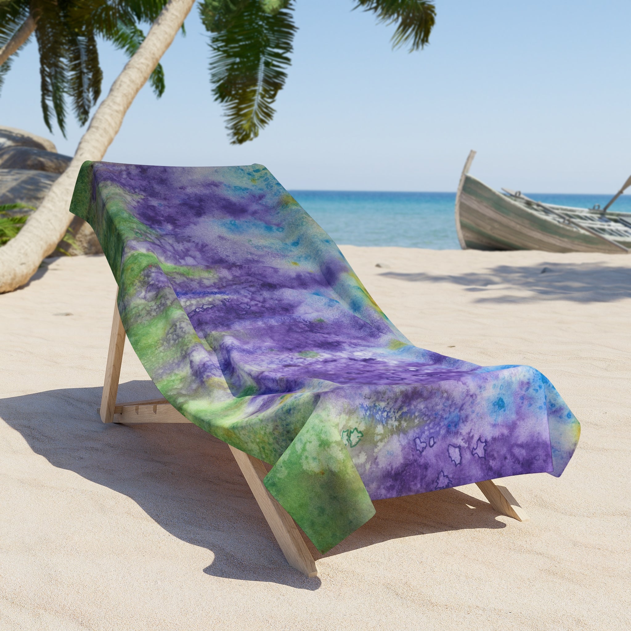 Colourful Abstract Beach Towels, Cotton Loop backing for Durability, 2 Sizes.  For Family and friends or a Special Gift #74 Lavender Fields