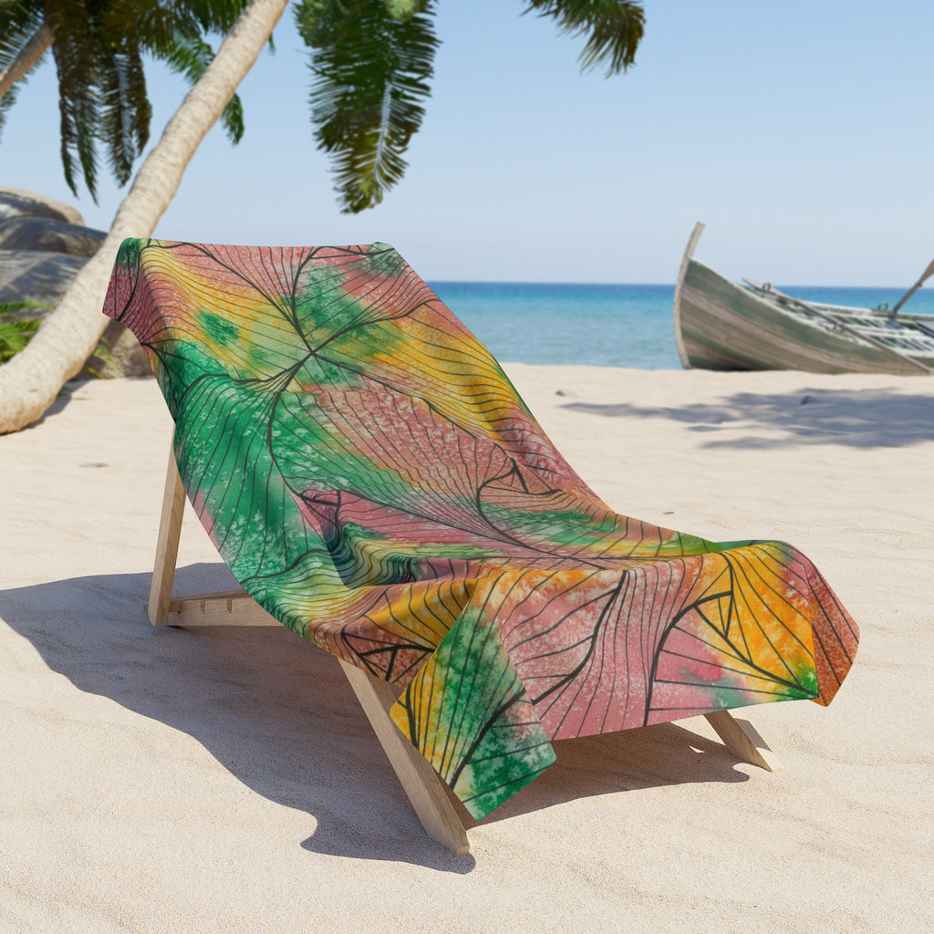 Colourful Abstract Beach Towels, Cotton Loop backing for Durability, 2 Sizes.  For Family and friends or a Special Gift #49 Health and Wellbeing