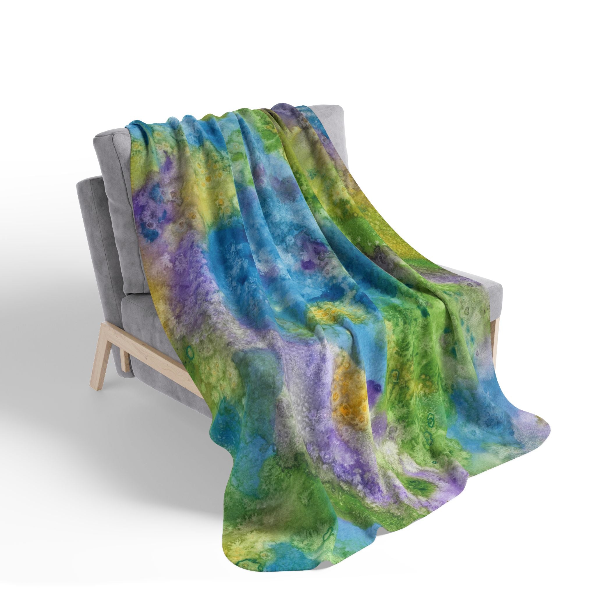Fleece Throw Blanket, Textured Sherpa Underside, Hemmed, 2 Sizes. Colourful Abstract Design. Perfect for Bedroom, Living Room, or Special Gift #60 Happy Holidays