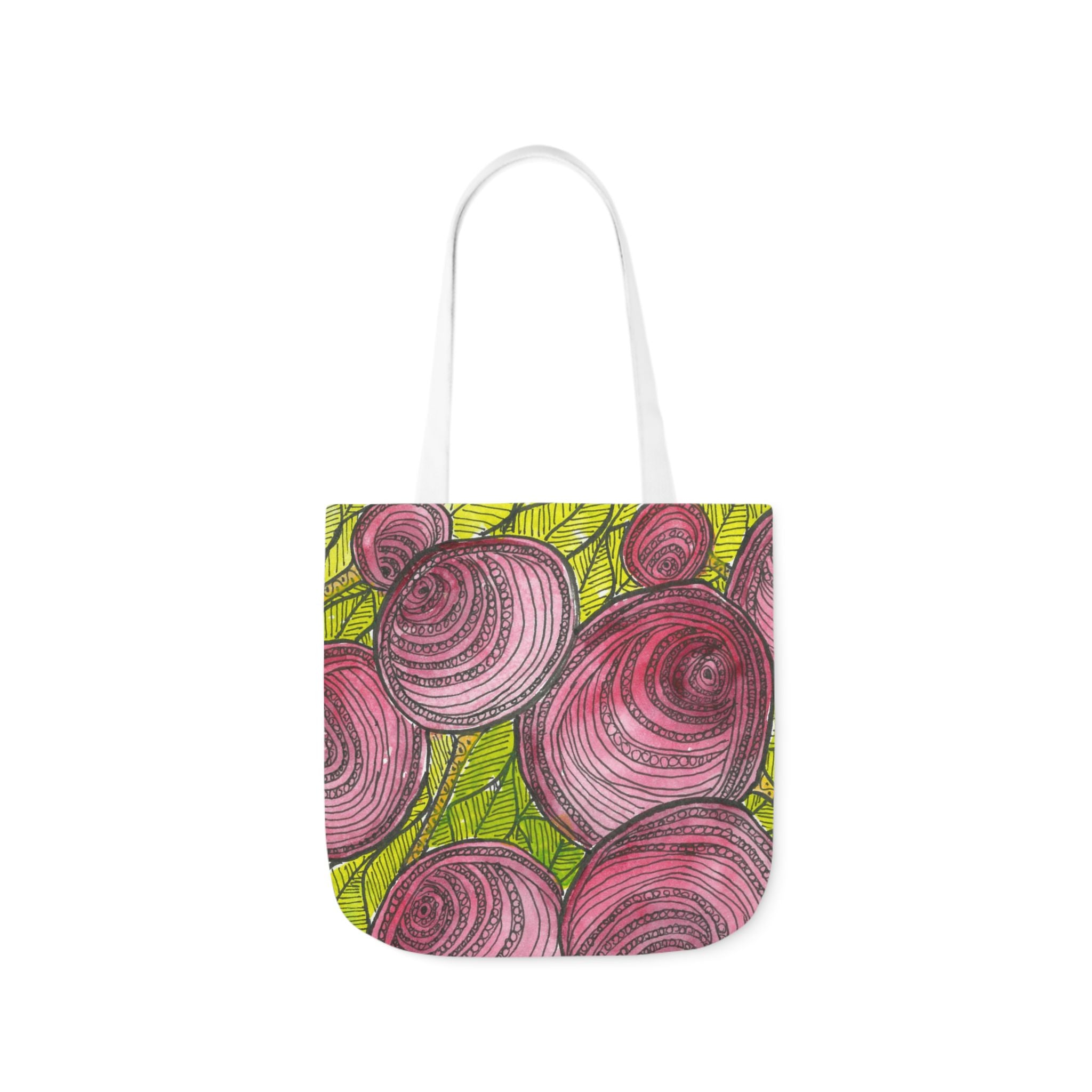 Canvas Tote Bags, Colourful Abstract Designs, 5-Color Straps, 3 Sizes.  For Family and friends or a Special Gift #9 Spaced Blossoms
