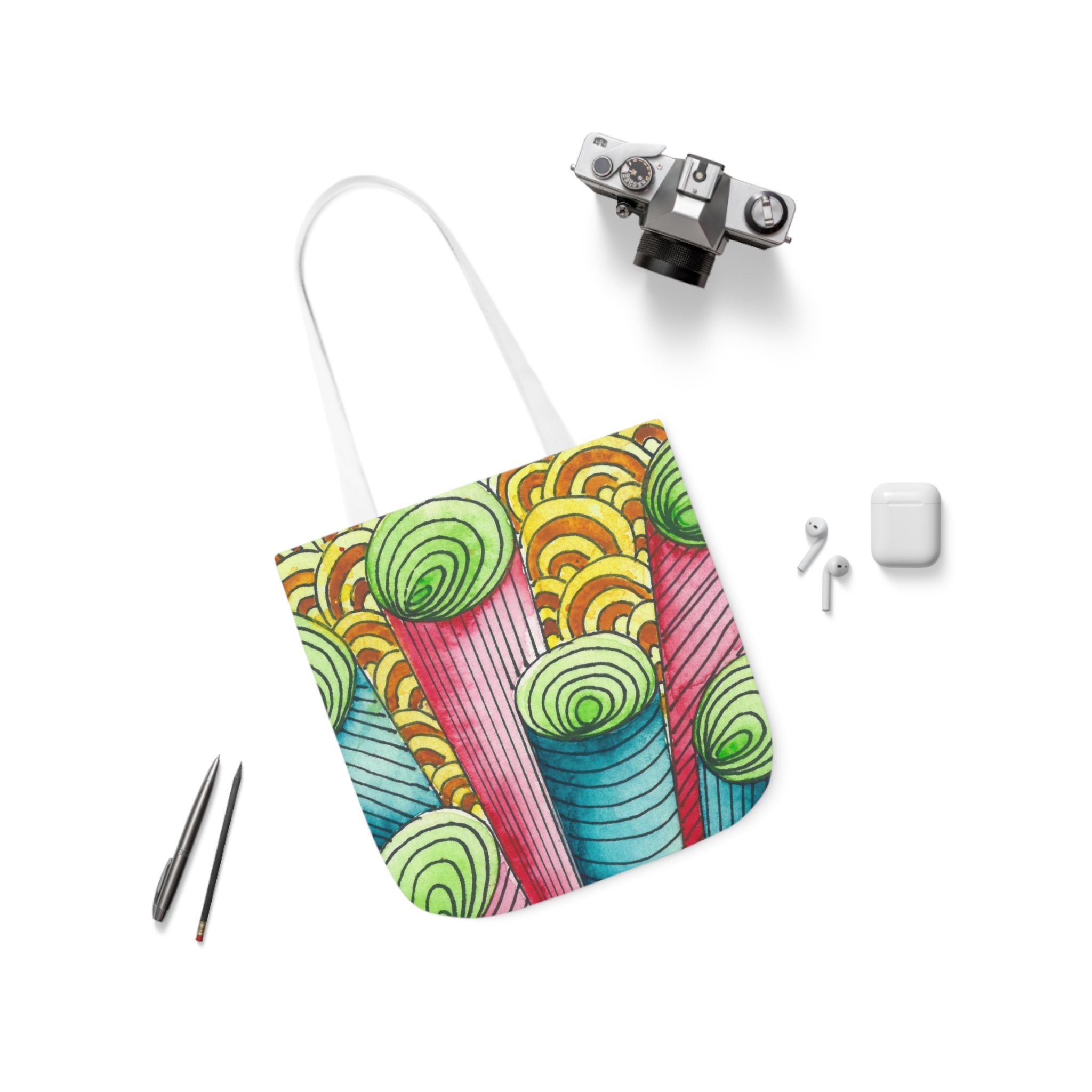 Canvas Tote Bags, Colourful Abstract Designs, 5-Color Straps, 3 Sizes.  For Family and friends or a Special Gift #93 On A Mission
