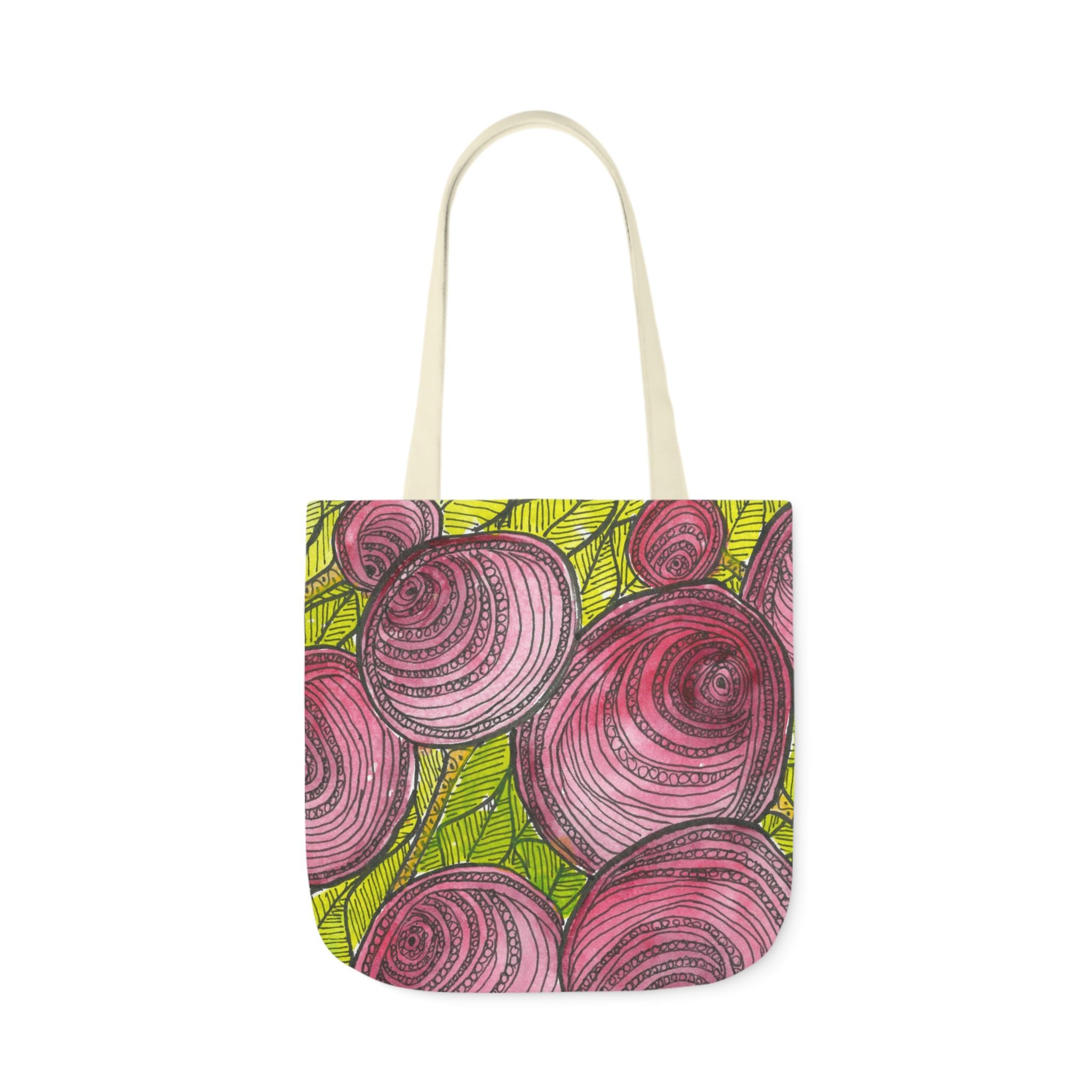 Canvas Tote Bags, Colourful Abstract Designs, 5-Color Straps, 3 Sizes.  For Family and friends or a Special Gift #9 Spaced Blossoms