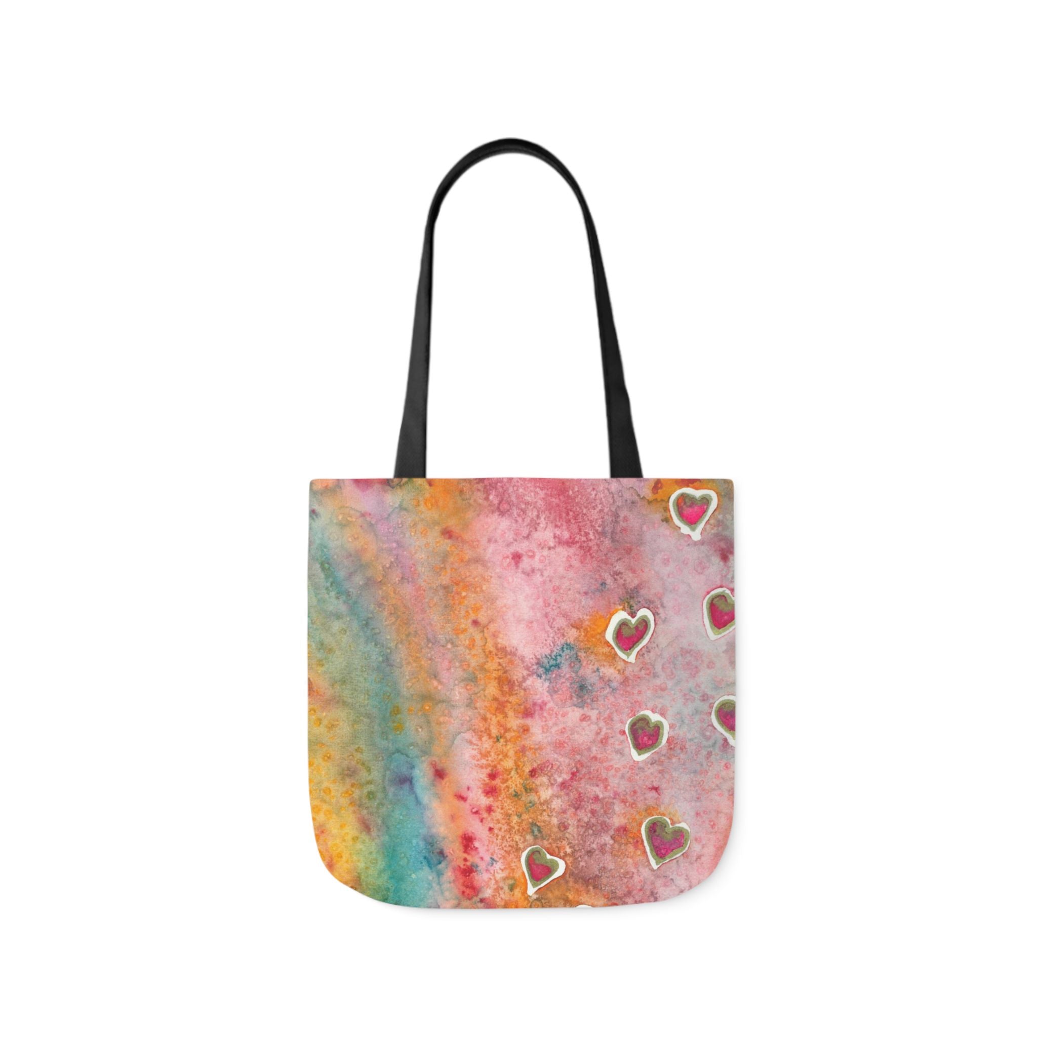 Canvas Tote Bags, Colourful Abstract Designs, 5-Color Straps, 3 Sizes.  For Family and friends or a Special Gift #96 Love Friendship Integrity