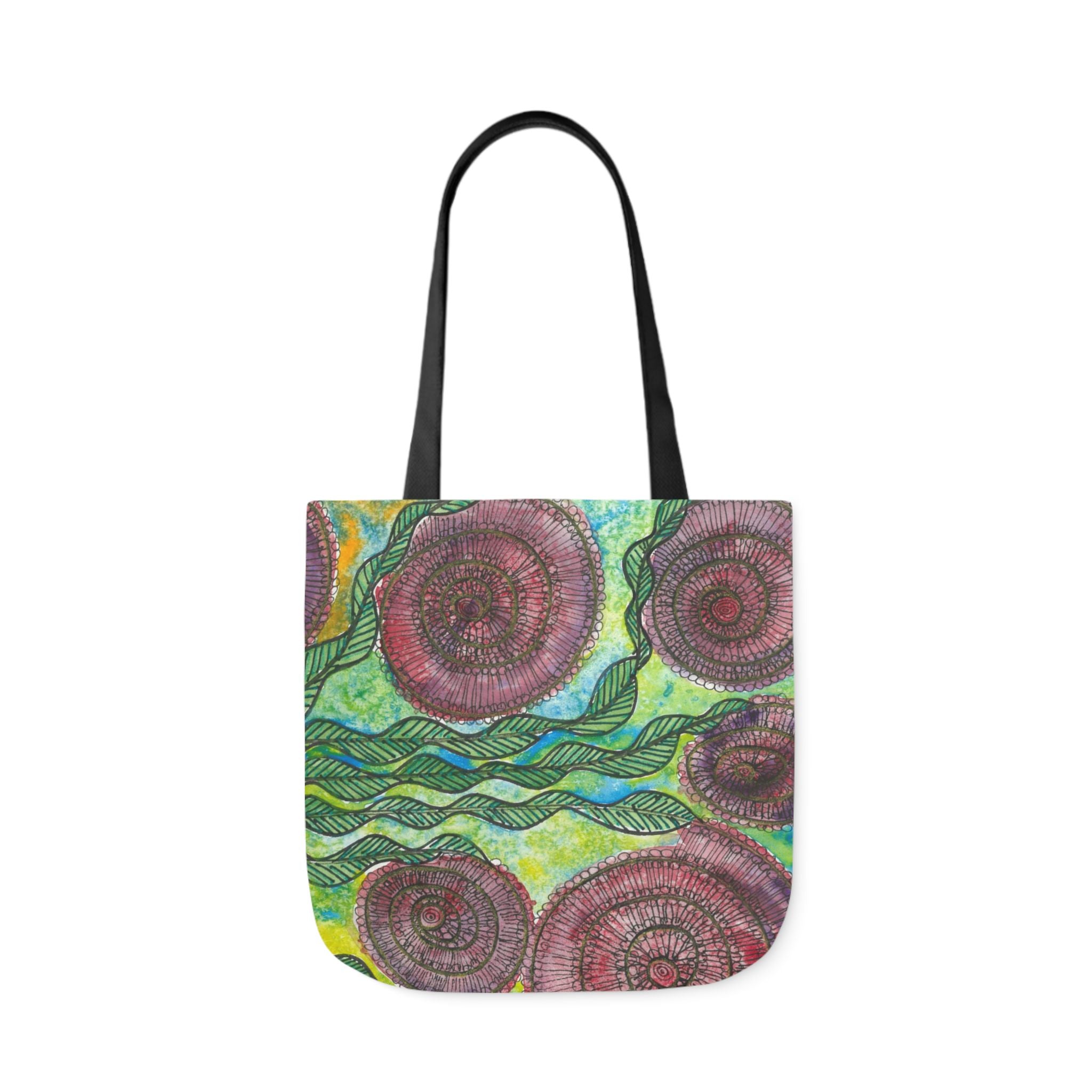 Canvas Tote Bags, Colourful Abstract Designs, 5-Color Straps, 3 Sizes.  For Family and friends or a Special Gift #35 Beetroot To Yourself