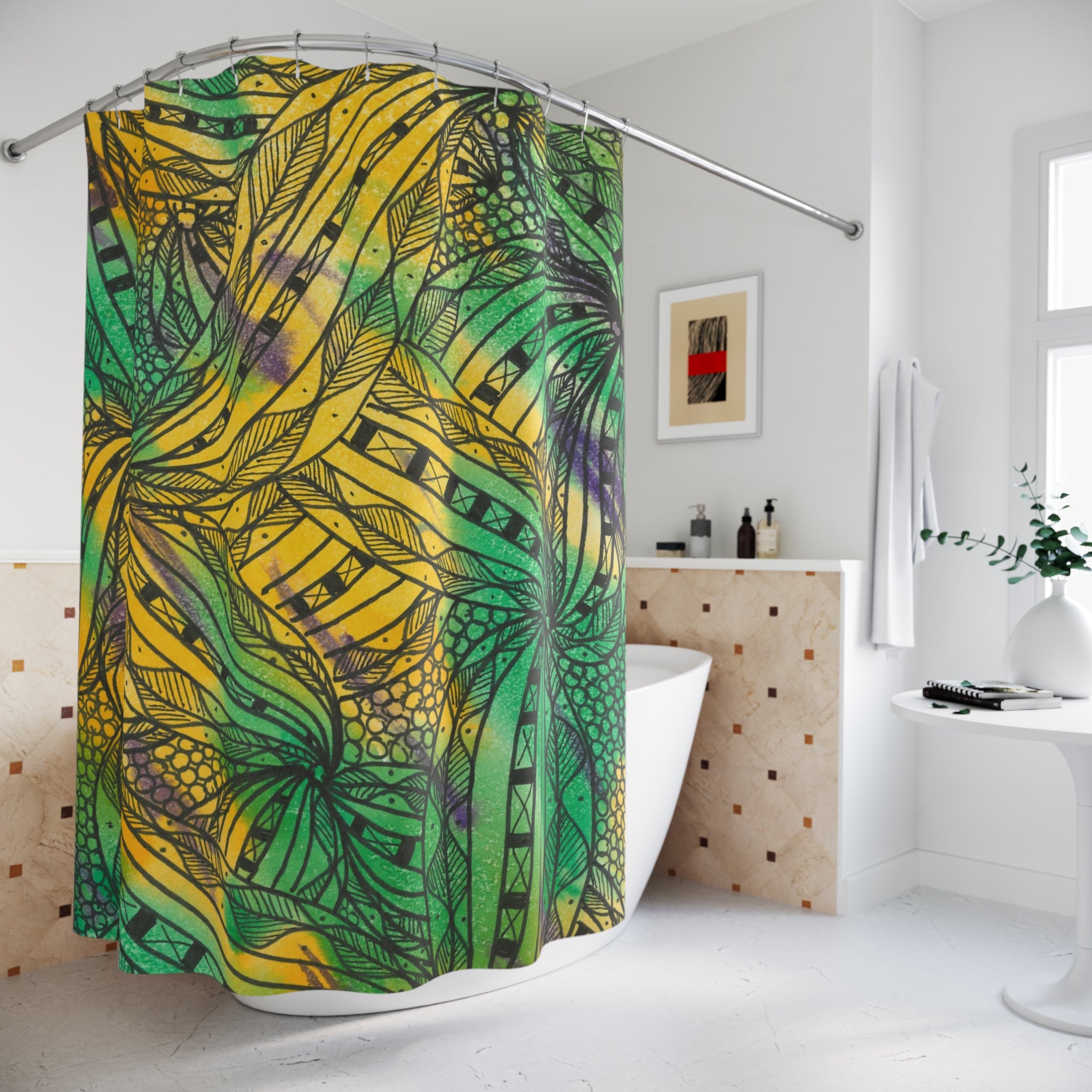 Beautiful Shower Curtains to Refresh Your Bathroom. Colourful Abstract Designs. Perfect For Your Bathroom or Special House-Warming Gift #37 Shrubbery