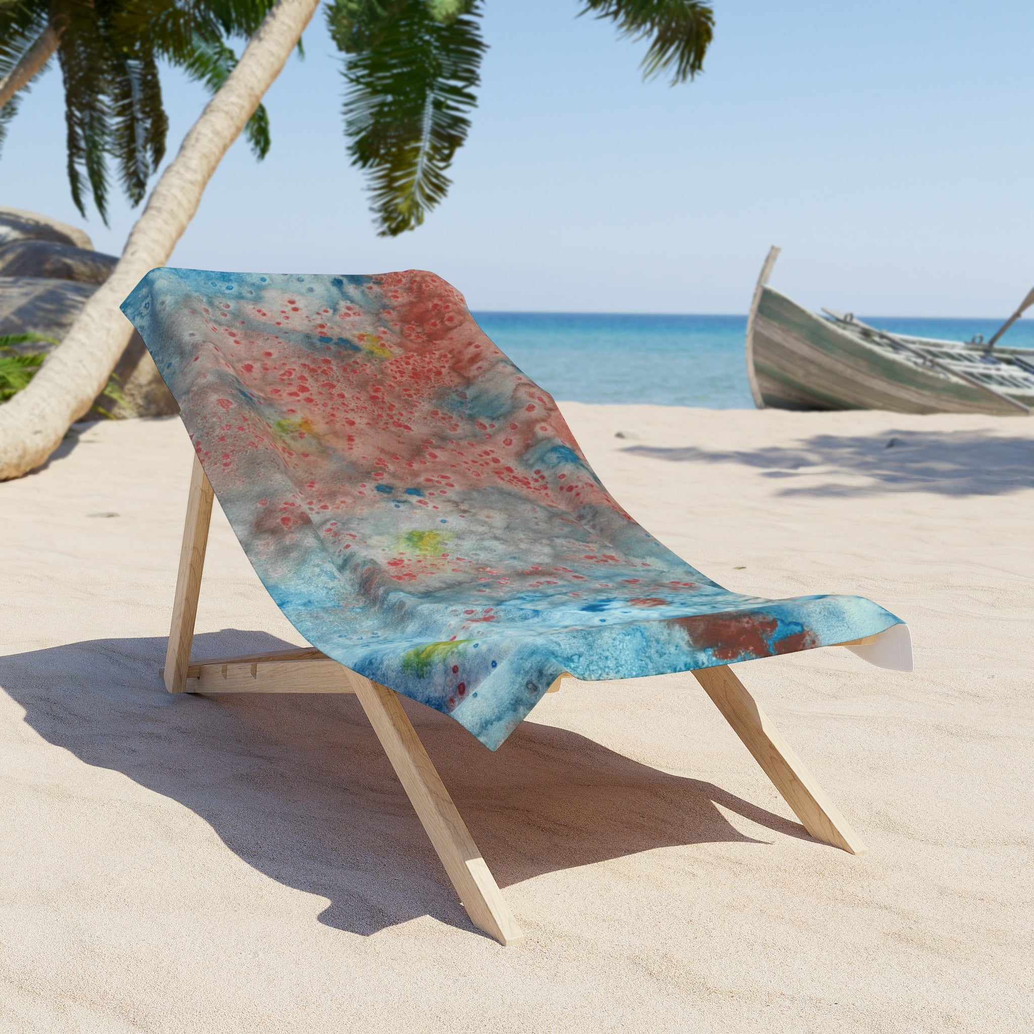 Colourful Abstract Beach Towels, Cotton Loop backing for Durability, 2 Sizes.  For Family and friends or a Special Gift #53 The Reef